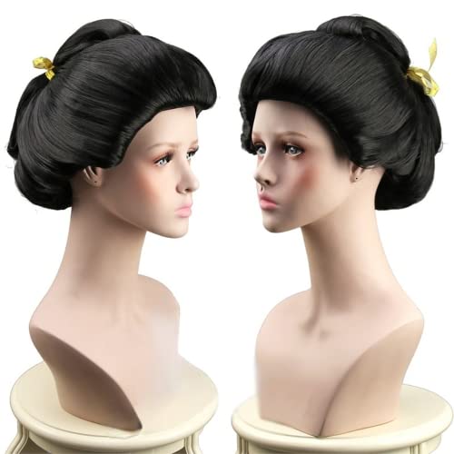 Vintage Japanese Geisha Wig - Elegant Black Bun Hairpiece for Women, Asian Costume Accessory | Perfect for Cosplay, Halloween, Themed Parties & Cultural Performances