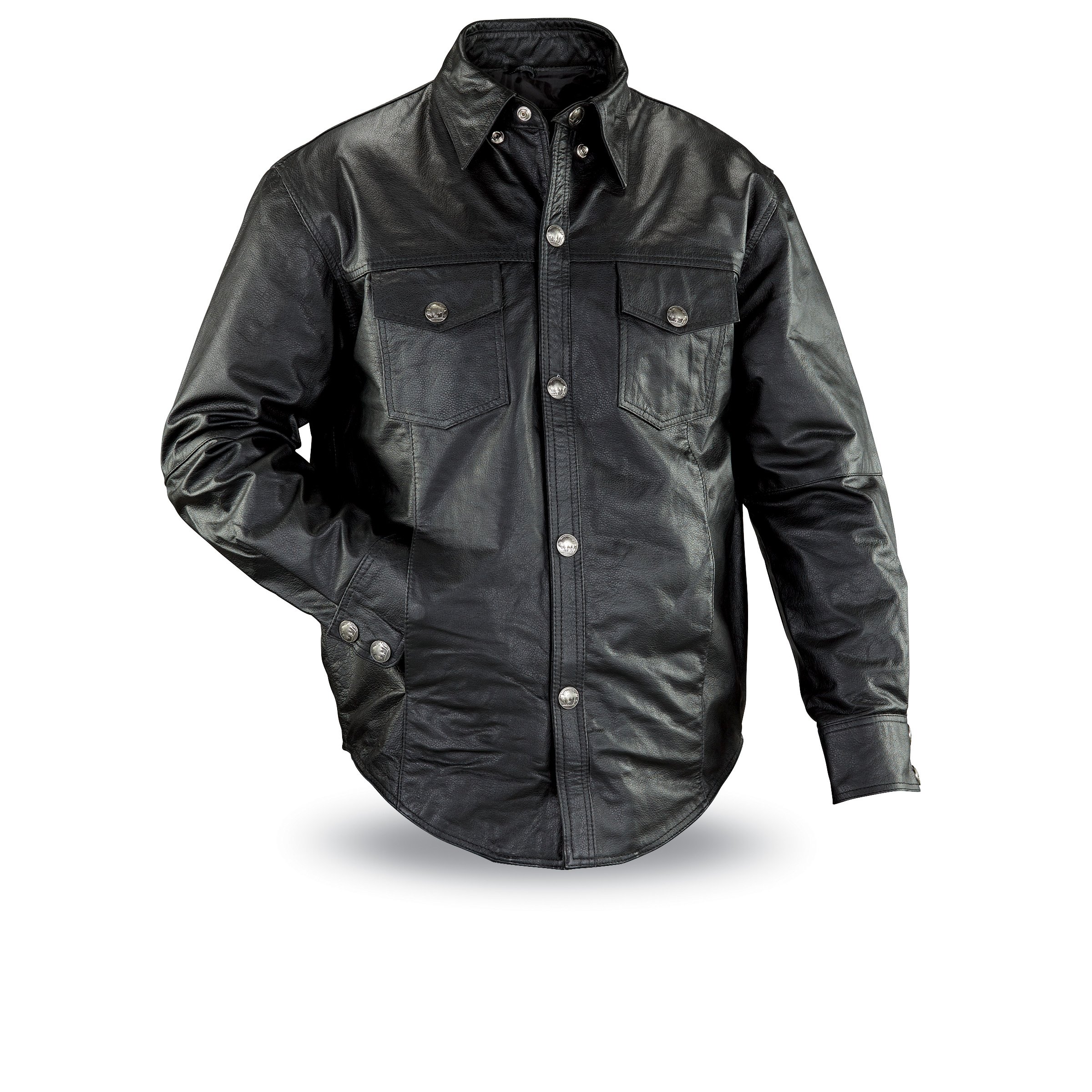 Mossi Black Genuine Leather Shirt for Men - Stylish & Durable Men's Fashion Top for Casual Wear, Date Night & Outdoor Adventures