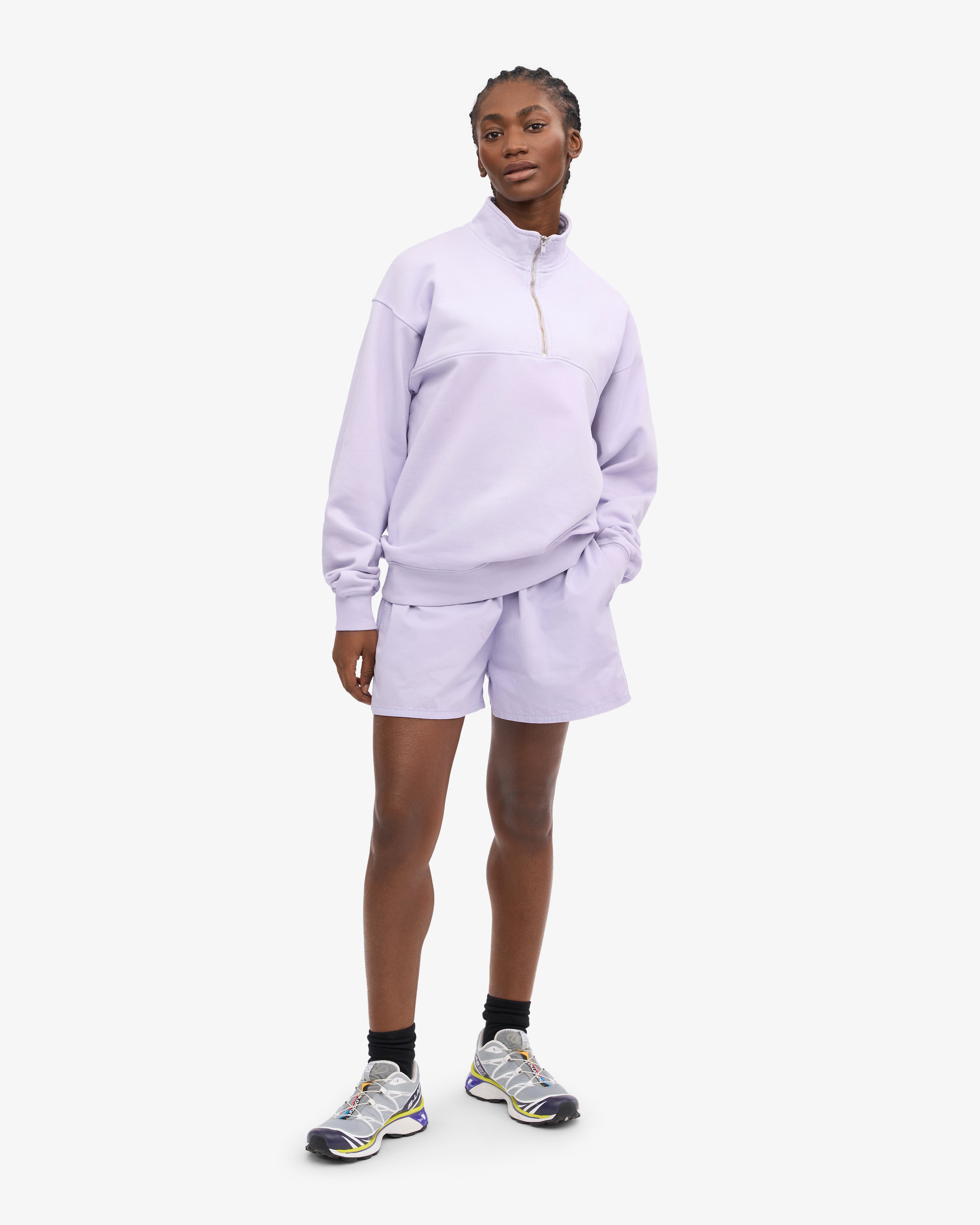 Organic Quarter Zip Sweatshirt for Women - Soft Lavender Pullover Fleece Top | Cozy Casual Wear for Fall & Winter, Outdoor Activities, and Lounge Comfort