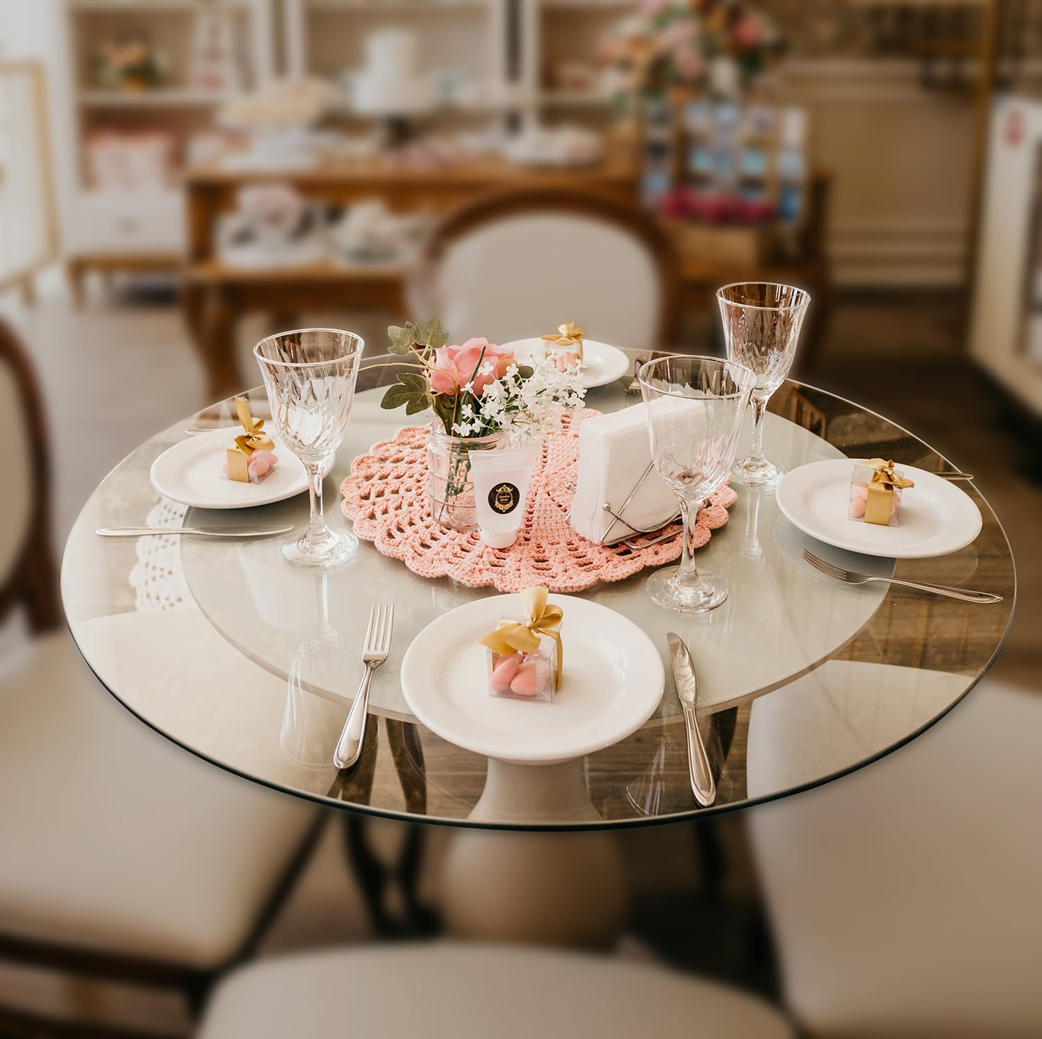 32 Inch Round Clear Glass Table Top by Fab Glass and Mirror - Perfect for Dining Tables, Coffee Tables, and Modern Home Decor