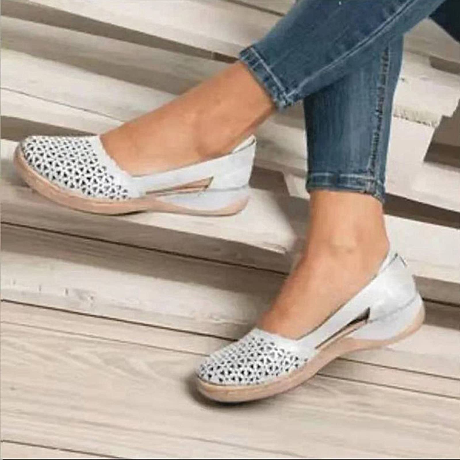 Women's Dressy Summer Sandals - Comfy Closed Toe Slip On for Casual Walking