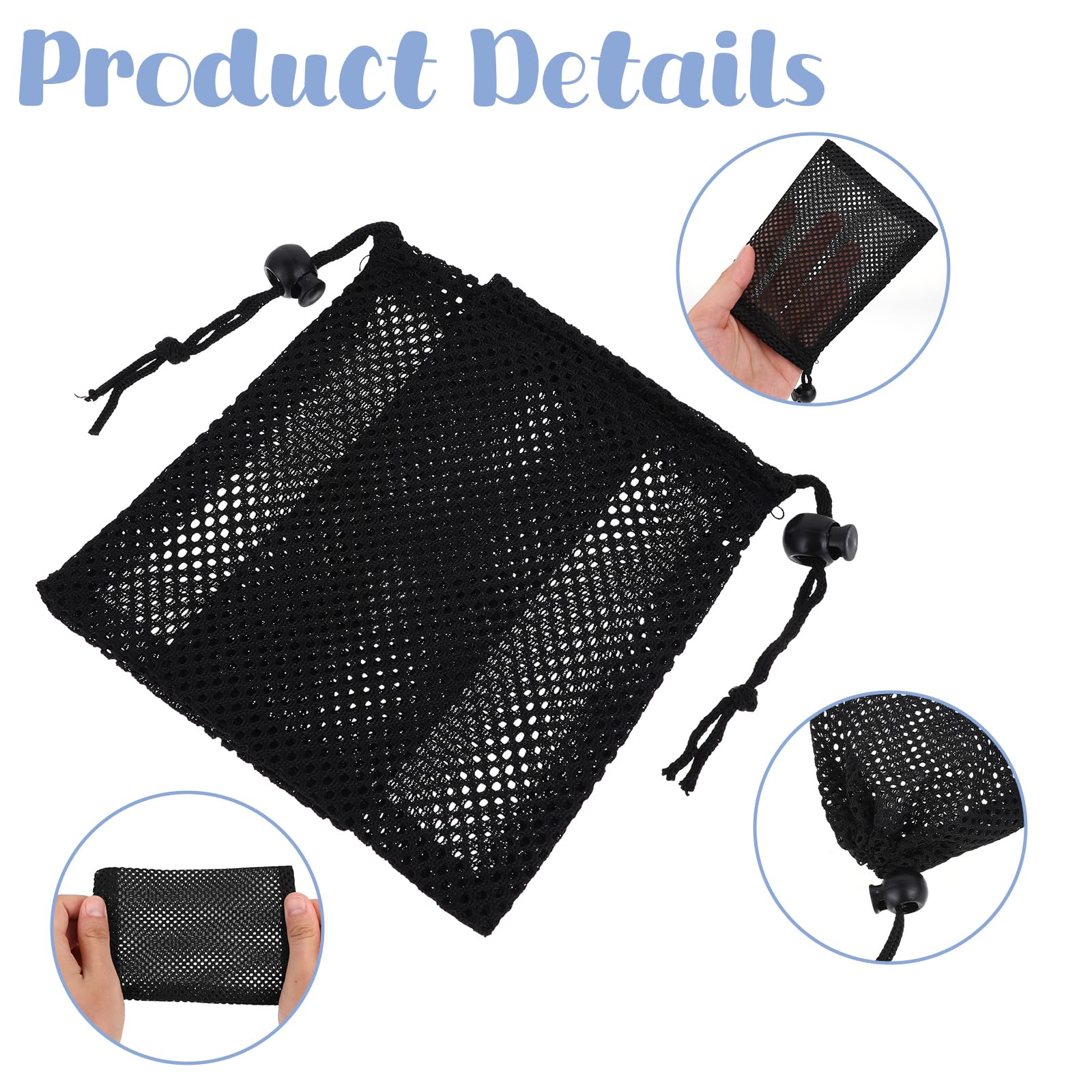 6-Pack Small Mesh Drawstring Bags 6x4 Inch - Durable Nylon Storage Pouches for Travel, Jewelry, Cosmetics & Organizing - Portable Laundry Bags for Gym, Beach & Camping Essentials