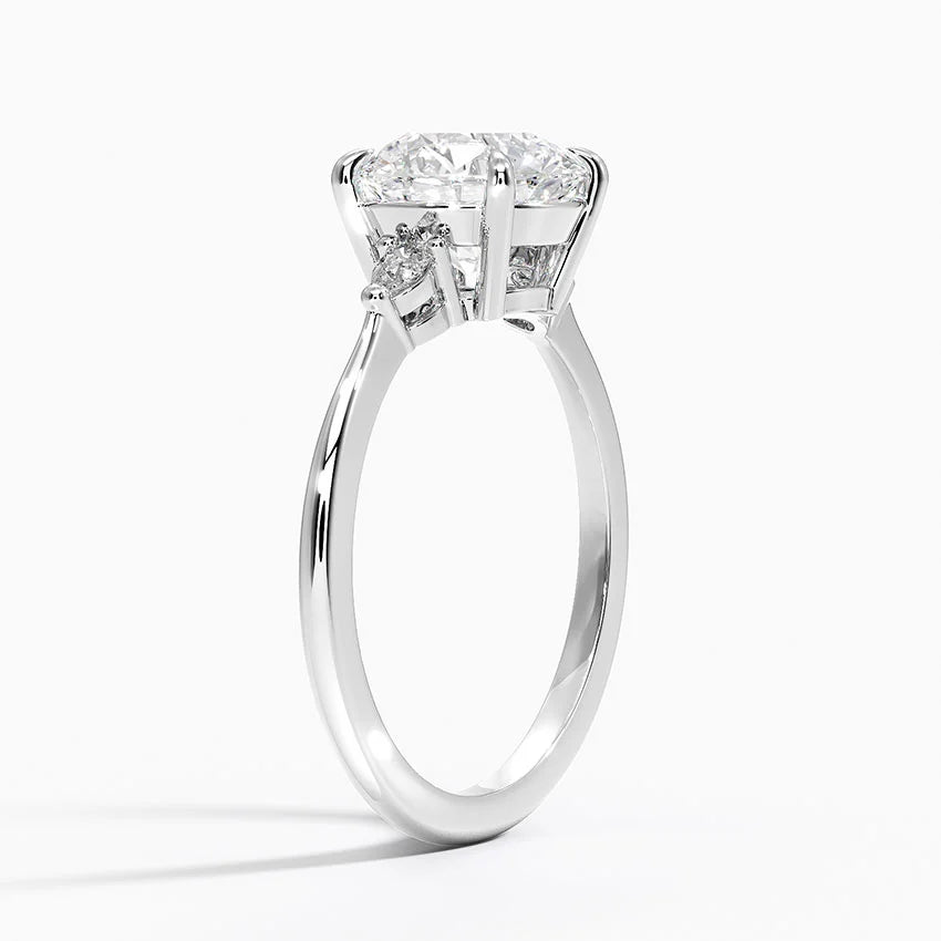 Aria Three Stone Diamond Engagement Ring Setting - 14K White Gold Prong Setting for 1.5ct Diamonds, Perfect for Proposals & Anniversaries