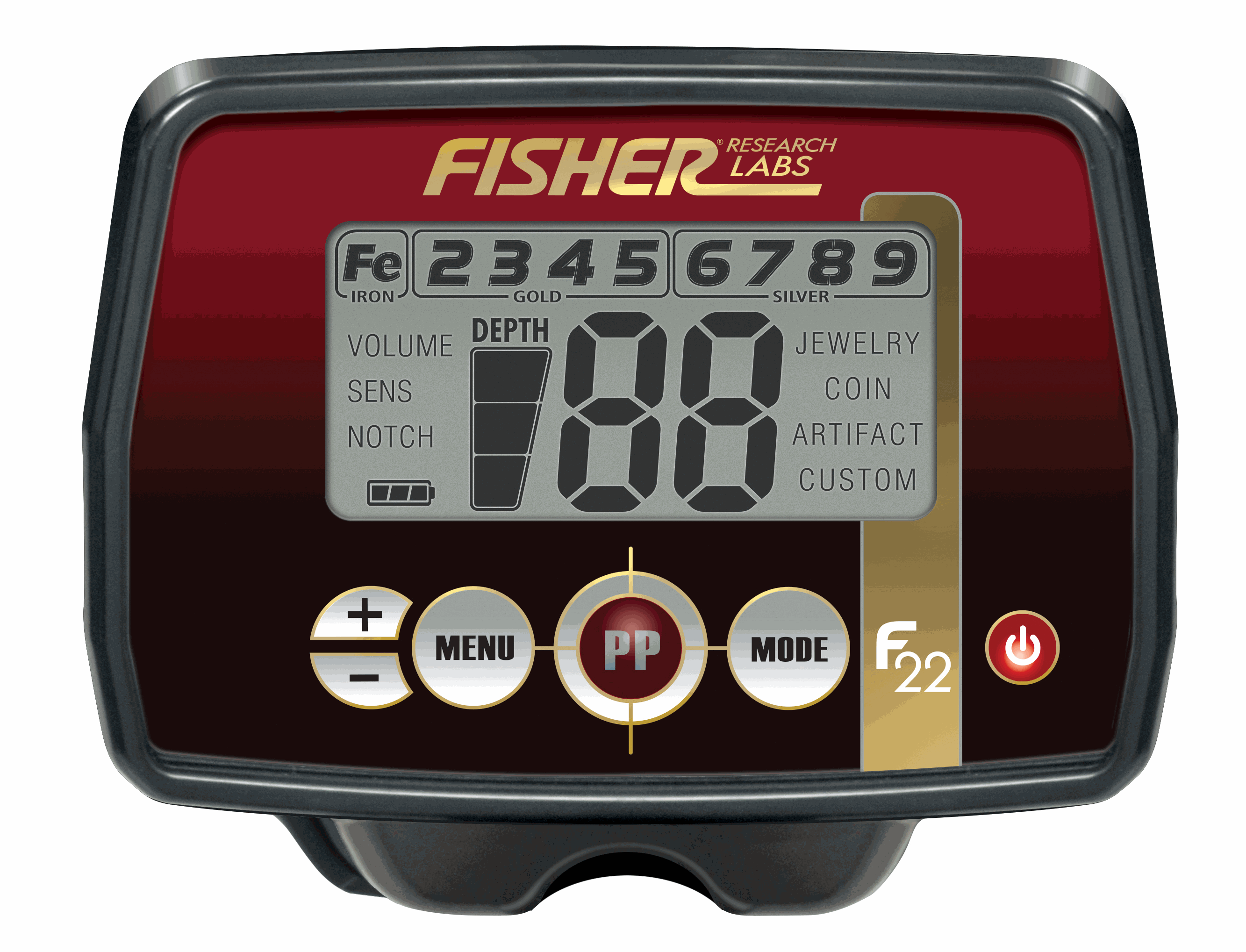 Fisher F22 Weatherproof Metal Detector with Waterproof Search Coil - Professional Metal Detecting for Beach, Park & Outdoor Treasure Hunting