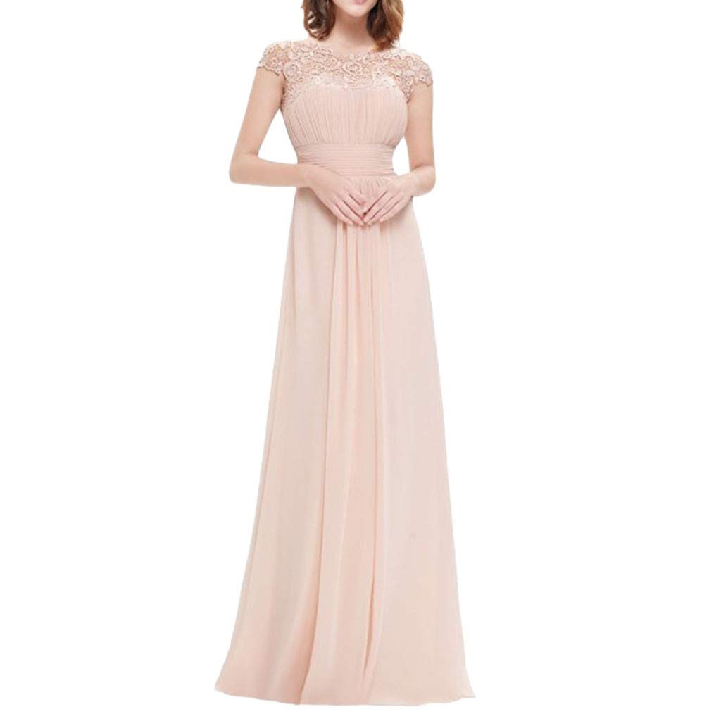 FORUU Women's Retro Floral Lace Vintage Wedding Maxi Dress - Elegant 2/3 Sleeve Slim Formal Gown for Bridal, Evening Party & Special Occasions