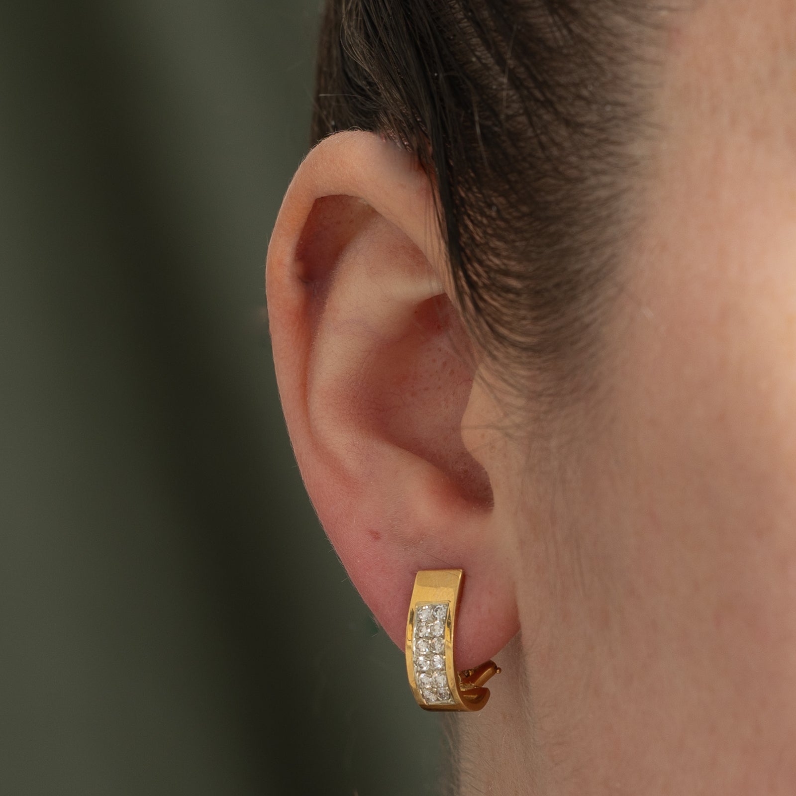 18K Gold Diamond Grid Stud Clip-On Earrings | 0.48ctw Total Weight | Elegant Fashion Jewelry for Women | Perfect for Parties, Weddings & Special Occasions