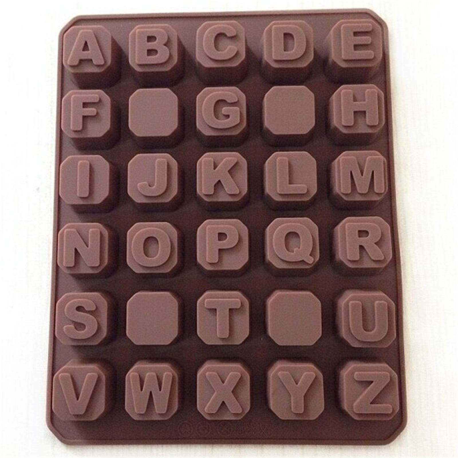 Premium Silicone Chocolate Molds Set - 26 Alphabet Letter Shapes for Halloween Soap, Cake Decorating, Brownie Toppers, Candies, Gummy Bears, Jello & Keto Fat Bombs - Reusable Baking Molds with Brown Trays - Perfect for Holiday Baking, DIY Crafts & Party Treats