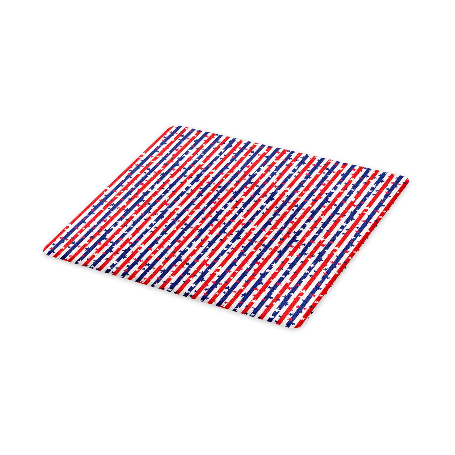 Ambesonne 4th of July Cutting Board - Patriotic American Flag Design with Stripes & Stars - Tempered Glass Serving Board for Cheese, Charcuterie & Appetizers - Small Size (White, Red, Dark Lavender) - Perfect for Independence Day Parties & Kitchen Decor