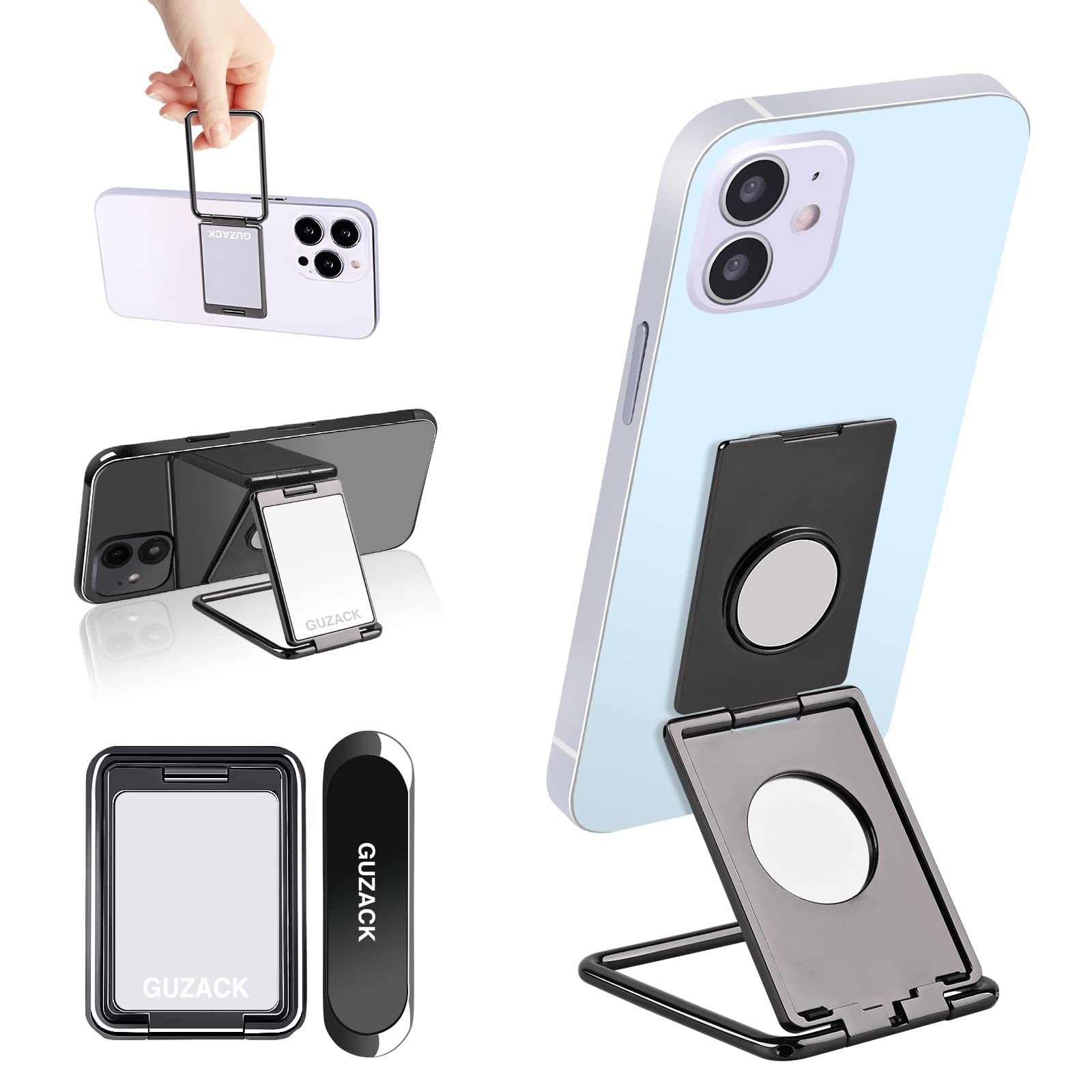 360° Rotatable Metal Phone Ring Holder - Magnetic Car Mount & Desk Stand for iPhone/Samsung/Android