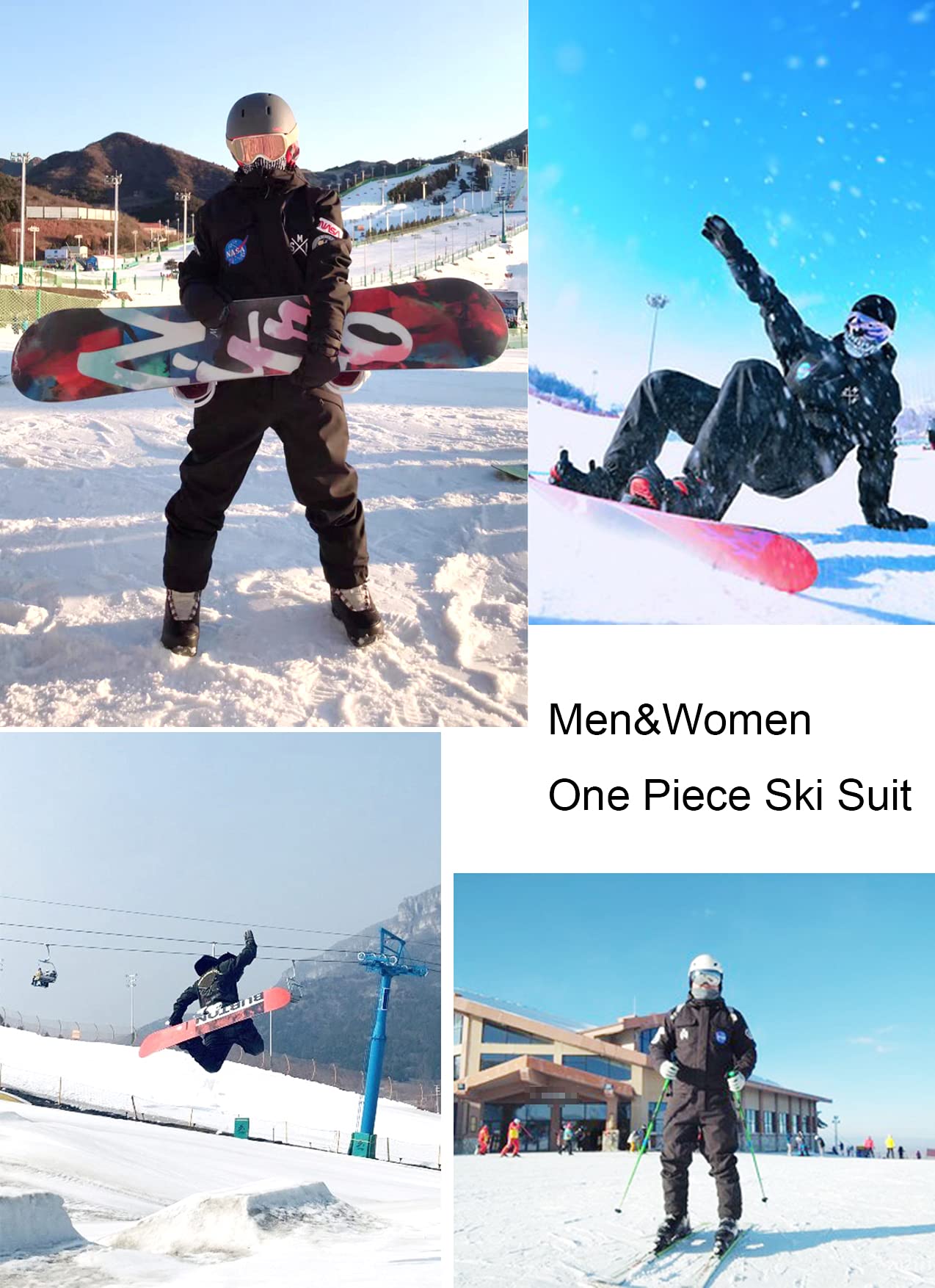 GSOU SNOW Ski Suits for Women & Men - Waterproof Windproof Insulated One-Piece Snowsuit for Skiing, Snowboarding & Winter Sports - Perfect for Ski Resorts, Snow Tubing & Cold Weather Adventures