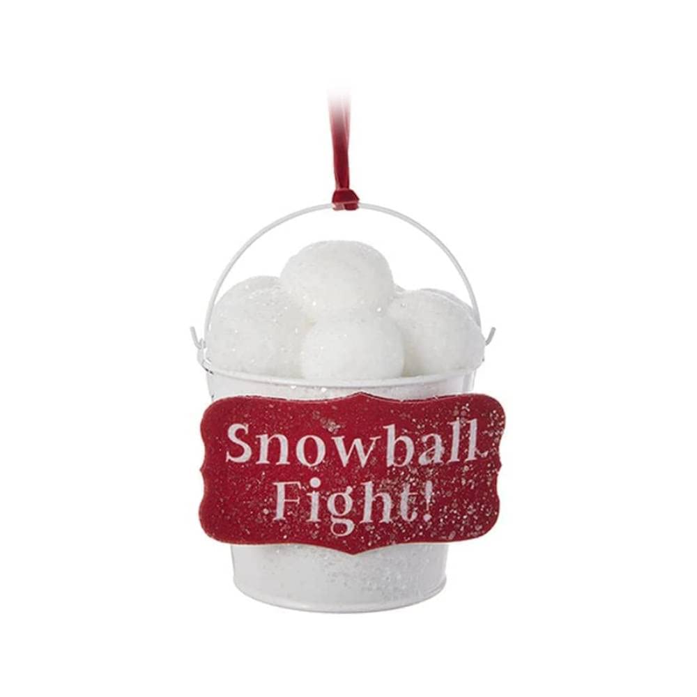 RAZ Imports 2022 North Pole Friends 6.5-Inch Snowball Fight Bucket - Christmas Decoration for Home, Office & Holiday Party Decor