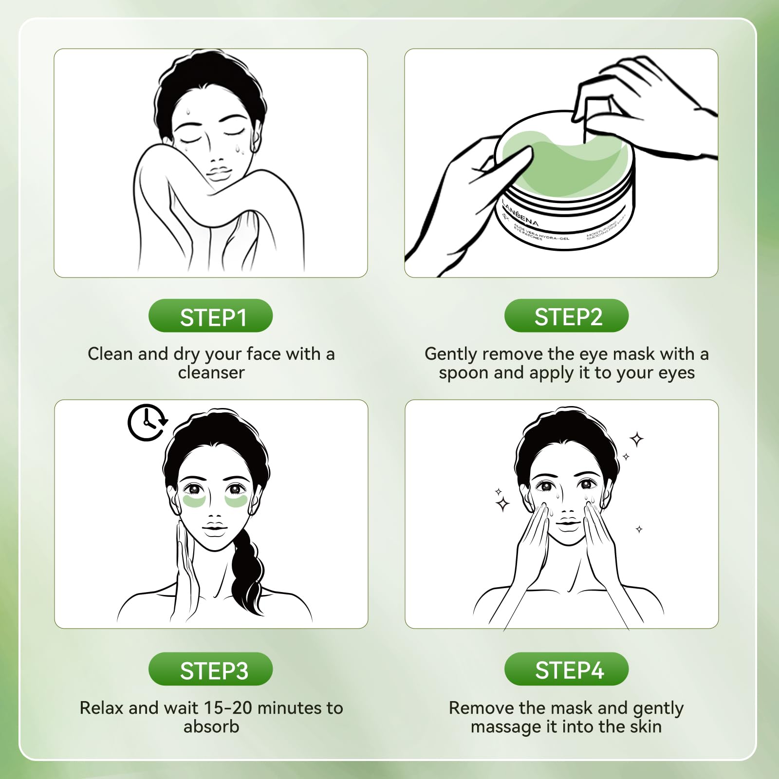 LANBENA Aloe Vera Under Eye Patches for Puffy Eyes and Dark Circles - Collagen Eye Gel Mask for Hydration & Skin Elasticity - Perfect for Morning Skincare & Travel Essentials