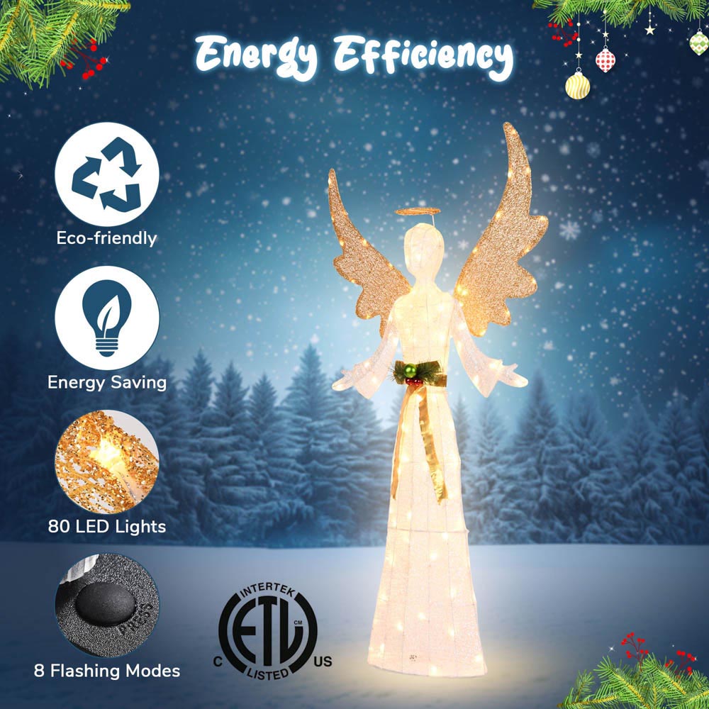 5.5ft LED Angel Statue with Lights - Outdoor & Indoor Christmas Decor for Yard, Lawn, Garden, and Home Holiday Display