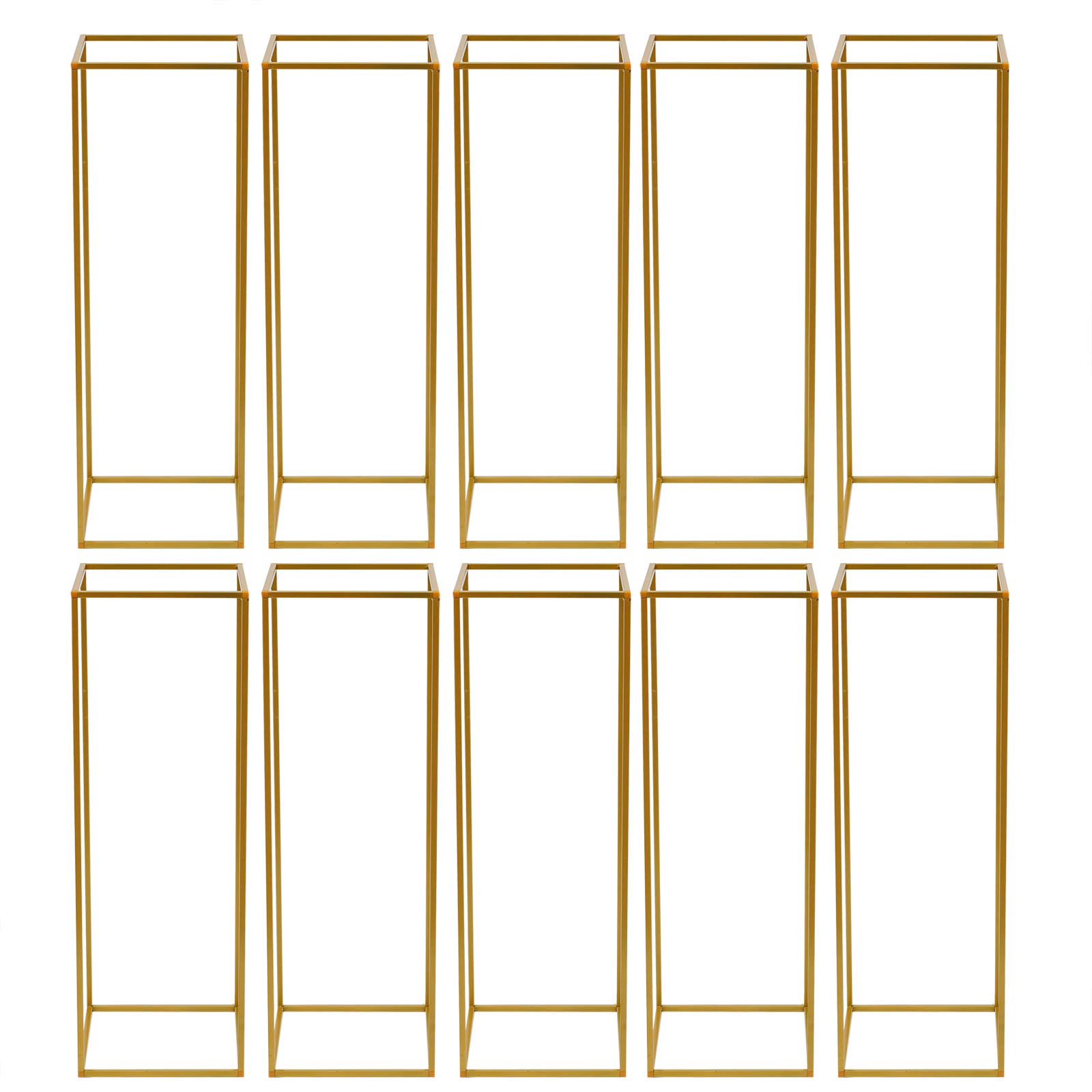 10pcs Gold Metal Flower Floor Vase Stand - 31.5in Tall Geometric Centerpiece for Wedding, Party & Home Decor - Rectangular Display Rack for Tables, Entryway & Event Decorations