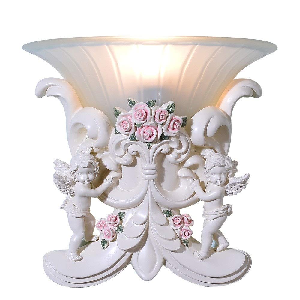 Moddeny White Angel Wall Sconces - Modern Resin Wall Lamp with E27 Socket for Bedroom, Living Room, Hotel & Office Decor | Indoor Decorative Lighting Fixture for Cozy Ambiance