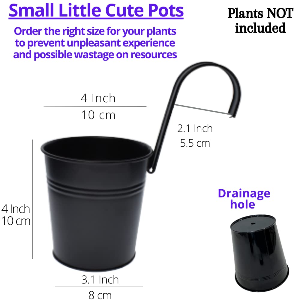 10-Pack 4 Inch Black Metal Flower Pots with 5-Piece Wooden Plant Holder Set - Super Value Vertical Garden Kit for Herbs, Succulents & Indoor Plants | Perfect for Wall Mounted Decor, Green Walls & Home Gardening
