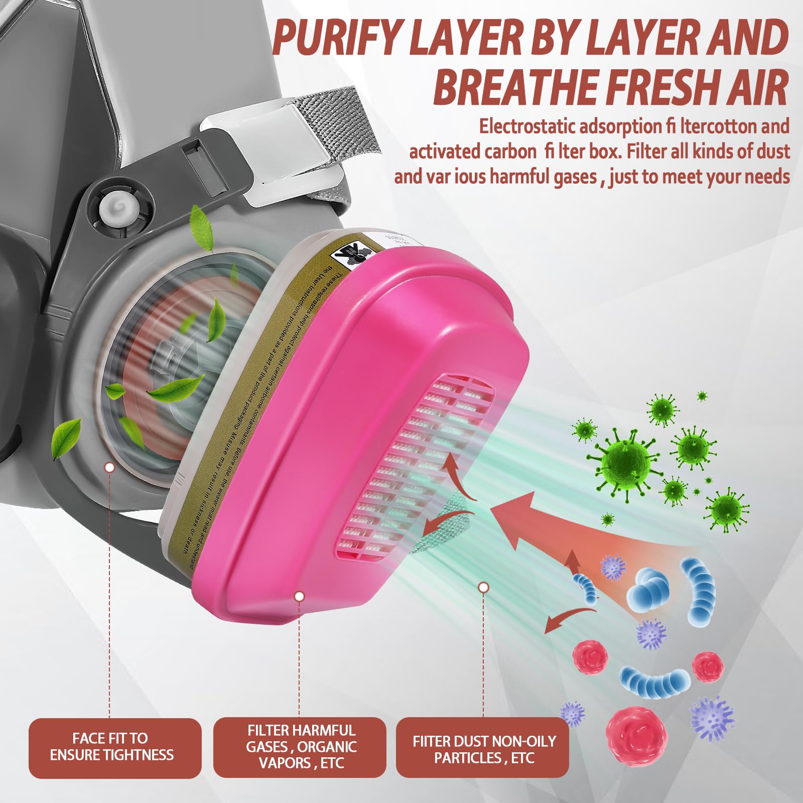 Full Face Gas Mask with 60926 Filter - Dust & Vapor Protection for Industrial Safety