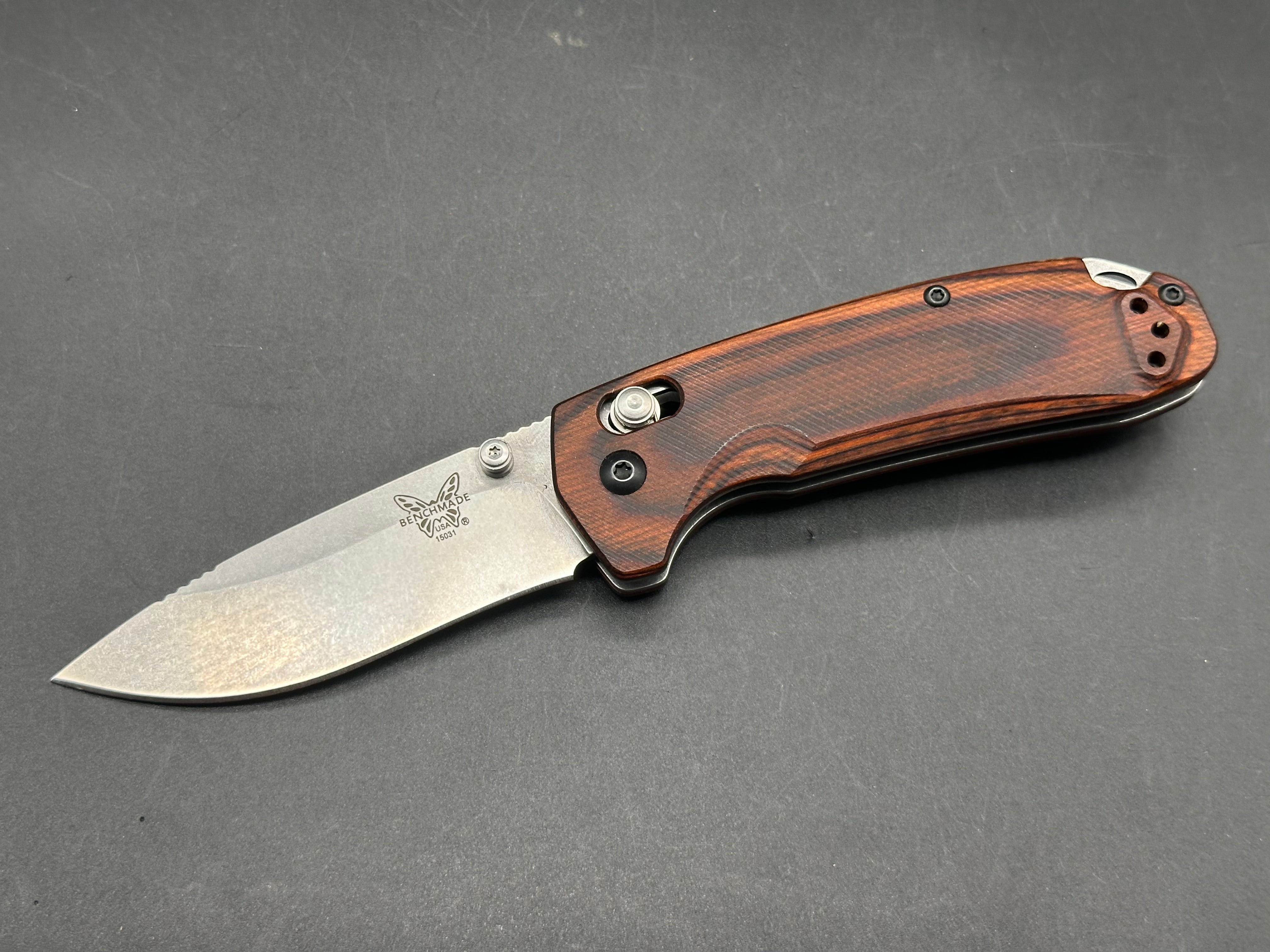Benchmade North Fork AXIS Lock Folding Knife - D2 Steel Blade, Wood Handle - Perfect for Camping, Hunting & Outdoor Adventures