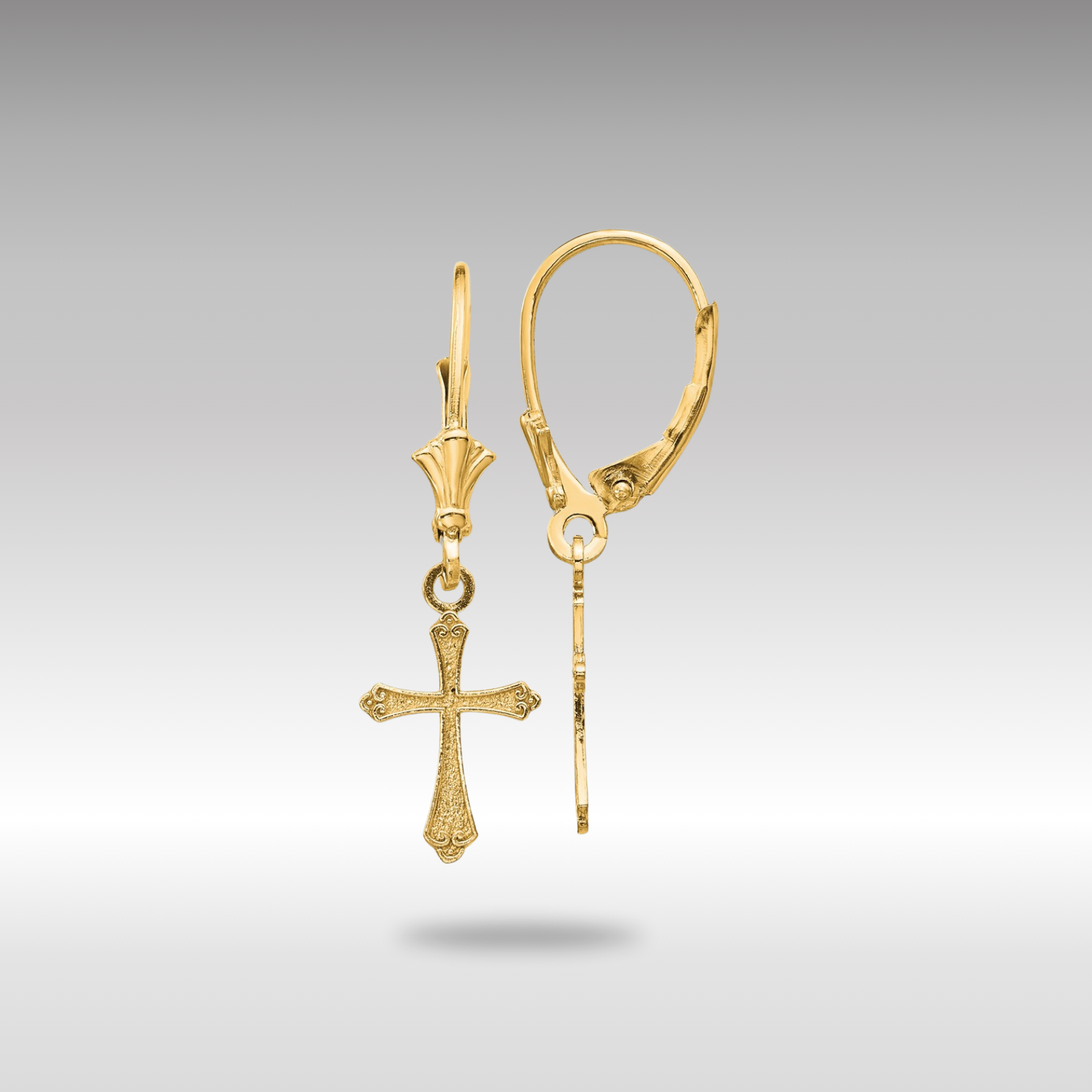 TF1775 Gold Dangle Cross Leverback Earrings for Women - Religious Jewelry Gift for Church, Wedding & Everyday Wear