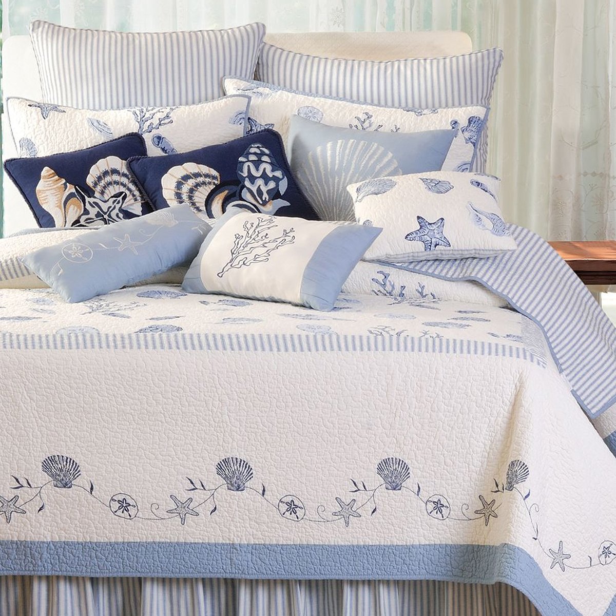 Sea Blue Twin Quilt Set - Soft & Breathable Bedding for Twin Beds - Coastal Decor for Guest Rooms, Dorms & Beach Houses