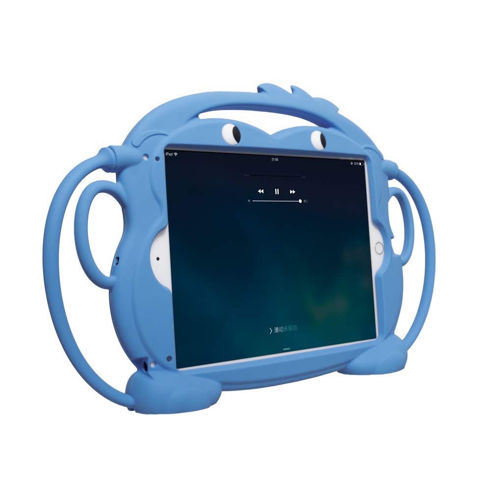 Shockproof Silicone iPad Case for Kids - Double-Faced Monkey Series Protective Cover Compatible with iPad Pro 9.7/Air/Air2/5th/6th Gen (2017/2018 Models) - Blue | Perfect for School, Travel & Home Use by Children