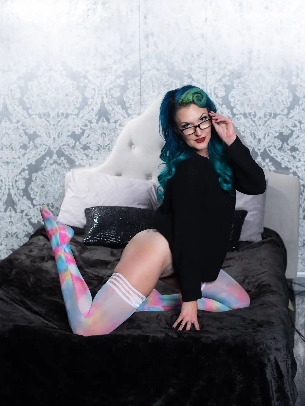 Rainbow Tie Dye Thigh High Socks for Women - Stretchy Comfort Fit from Petite to Plus Size - Perfect for Cosplay, Music Festivals & 90s Fashion Outfits