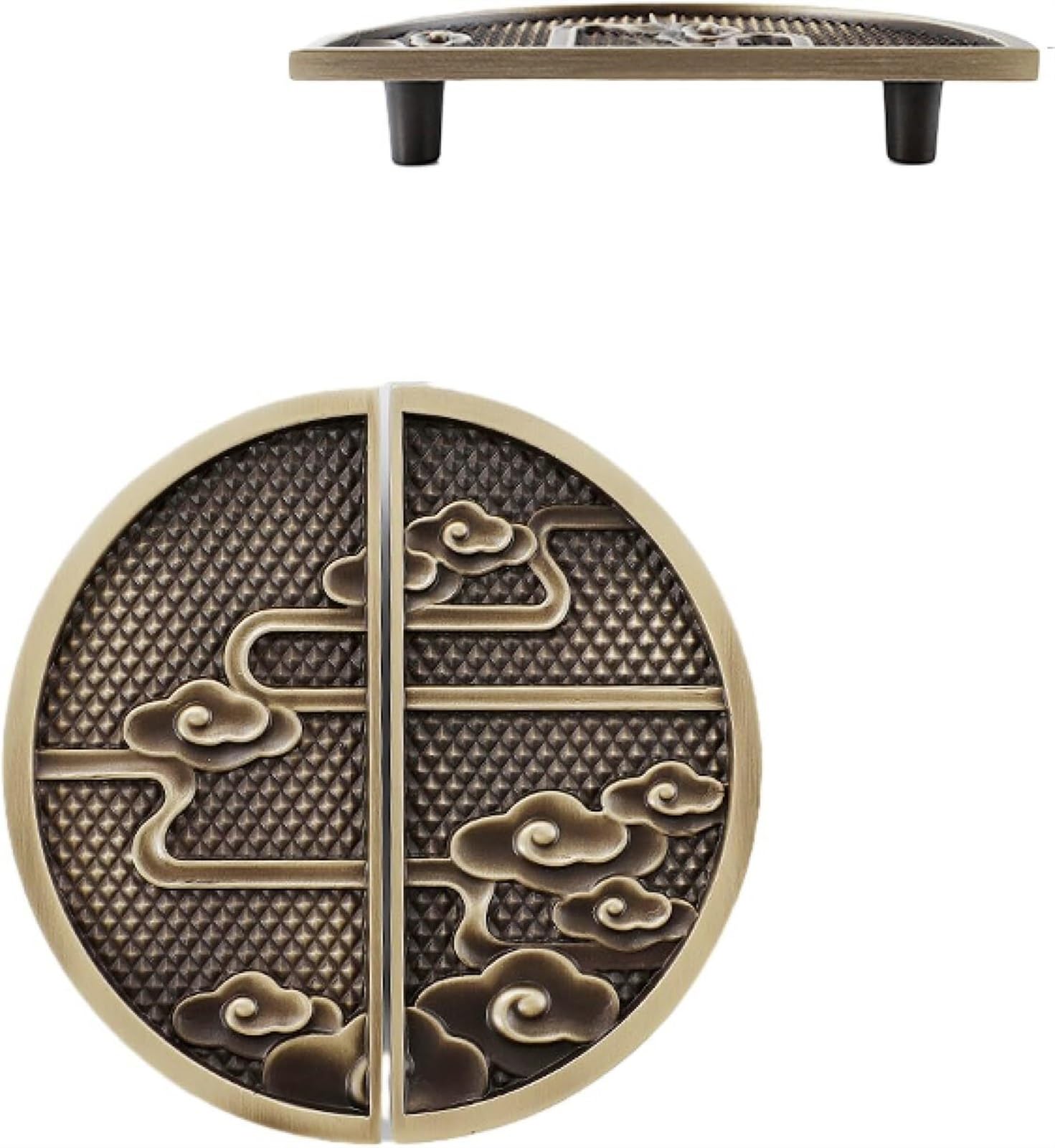 Antique Gold Cabinet Knobs & Drawer Pulls - Chinese Style Satin Brass Handles for Cabinets, Shoe Racks & Wine Cabinets (64mm Hole Distance, 1pc) - Perfect for Vintage Home Decor & Furniture Upgrades
