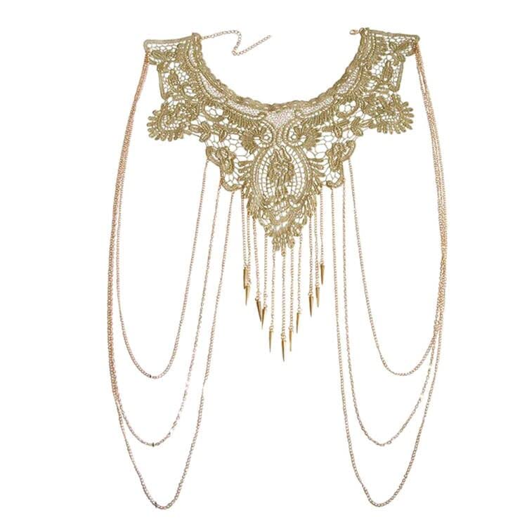 18K Gold Plated Flower Lace Bikini Body Chain Necklace - Elegant Layered Fringe Jewelry for Women & Teens | Perfect for Beach Parties, Summer Vacations & Boho Fashion Accessories