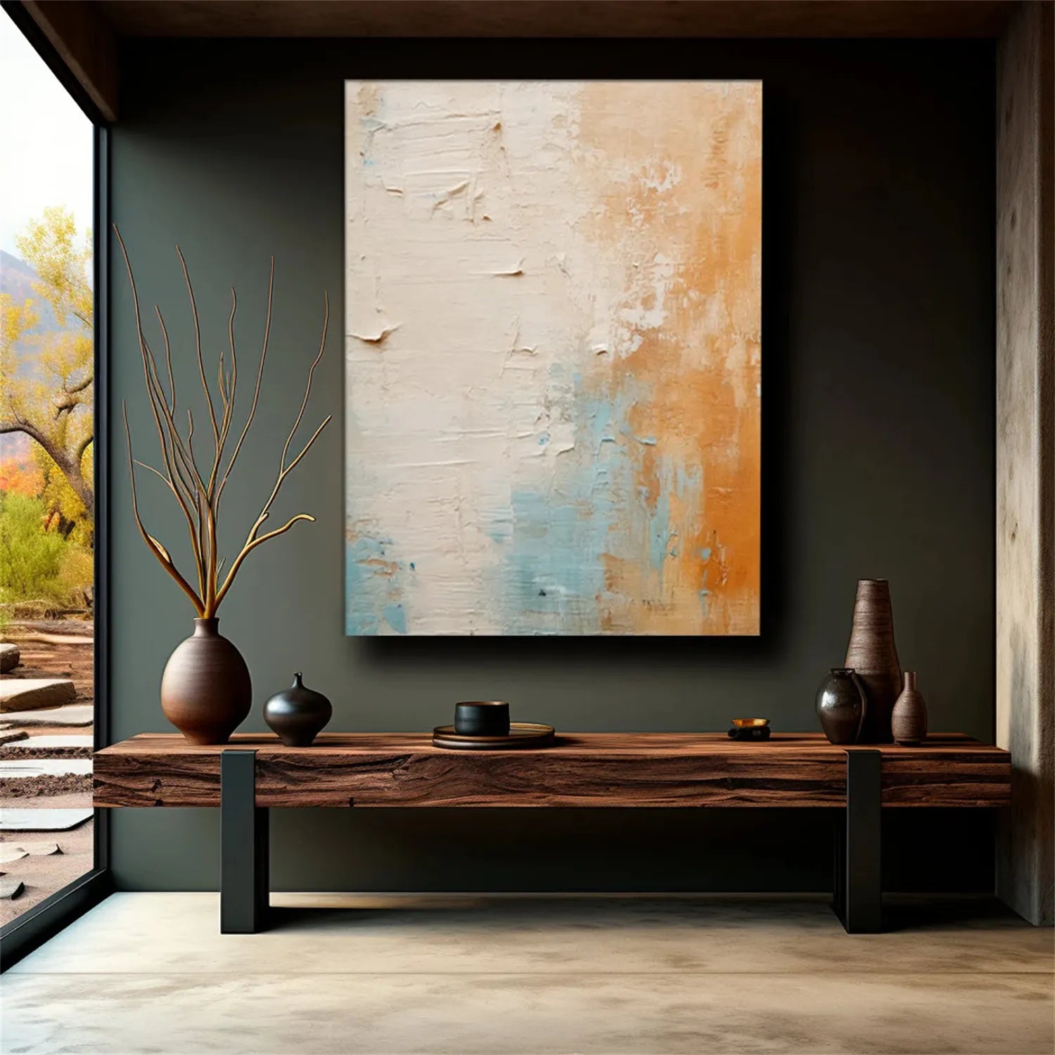 Abstract Painting #AB 162 - Modern Wall Art for Living Room, Bedroom & Office Decor | Unique Handmade Canvas Artwork