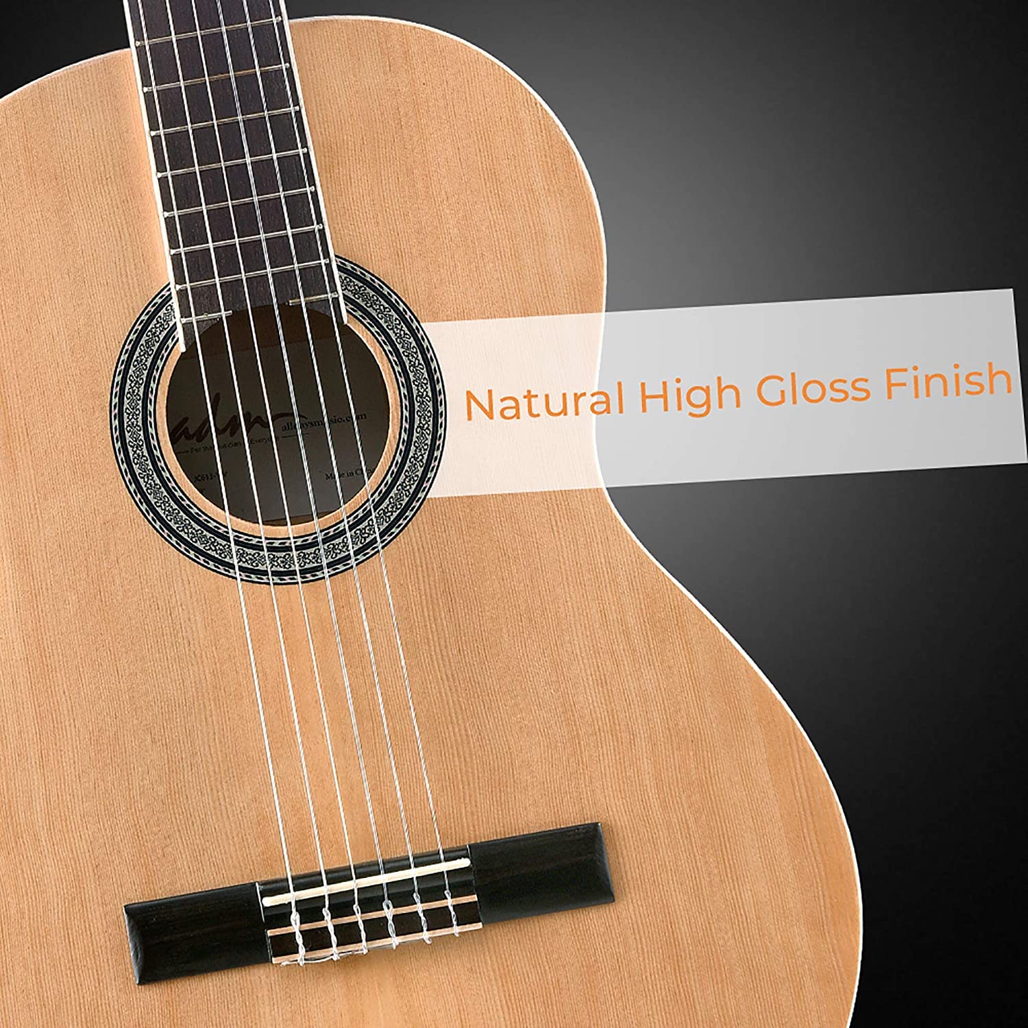 ADM Full Size Classical Acoustic Guitar with Nylon Strings (29 x 75 x 50mm) - Complete Starter Bundle for Adults & Beginners Including Gig Bag, Tuner, Footstool & Free Lessons - Perfect for Home Practice, Music Classes & Performances