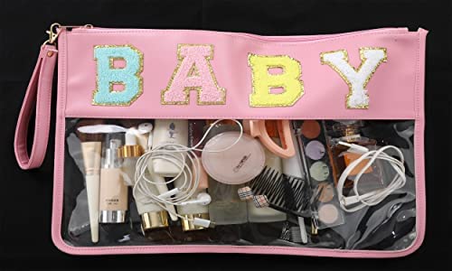 Personalized Pink Clear Makeup Bag - Transparent Travel Cosmetic Organizer for Toiletries, Snacks & Beach Essentials | Perfect for Gym, Travel & Daily Use
