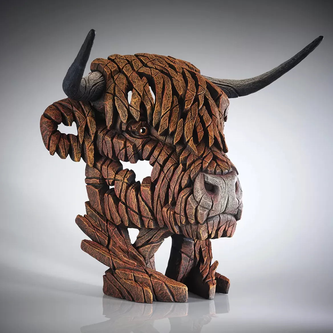 Highland Cow Bust Sculpture - Handmade Edge Art for Home & Office Decor - Perfect for Farmhouse, Rustic, and Western Themed Spaces