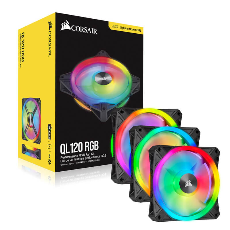 Corsair iCUE QL120 RGB 120mm PWM PC Cooling Fan - Triple Pack with Dynamic RGB Lighting for Gaming PC, Case Modding & Custom Builds