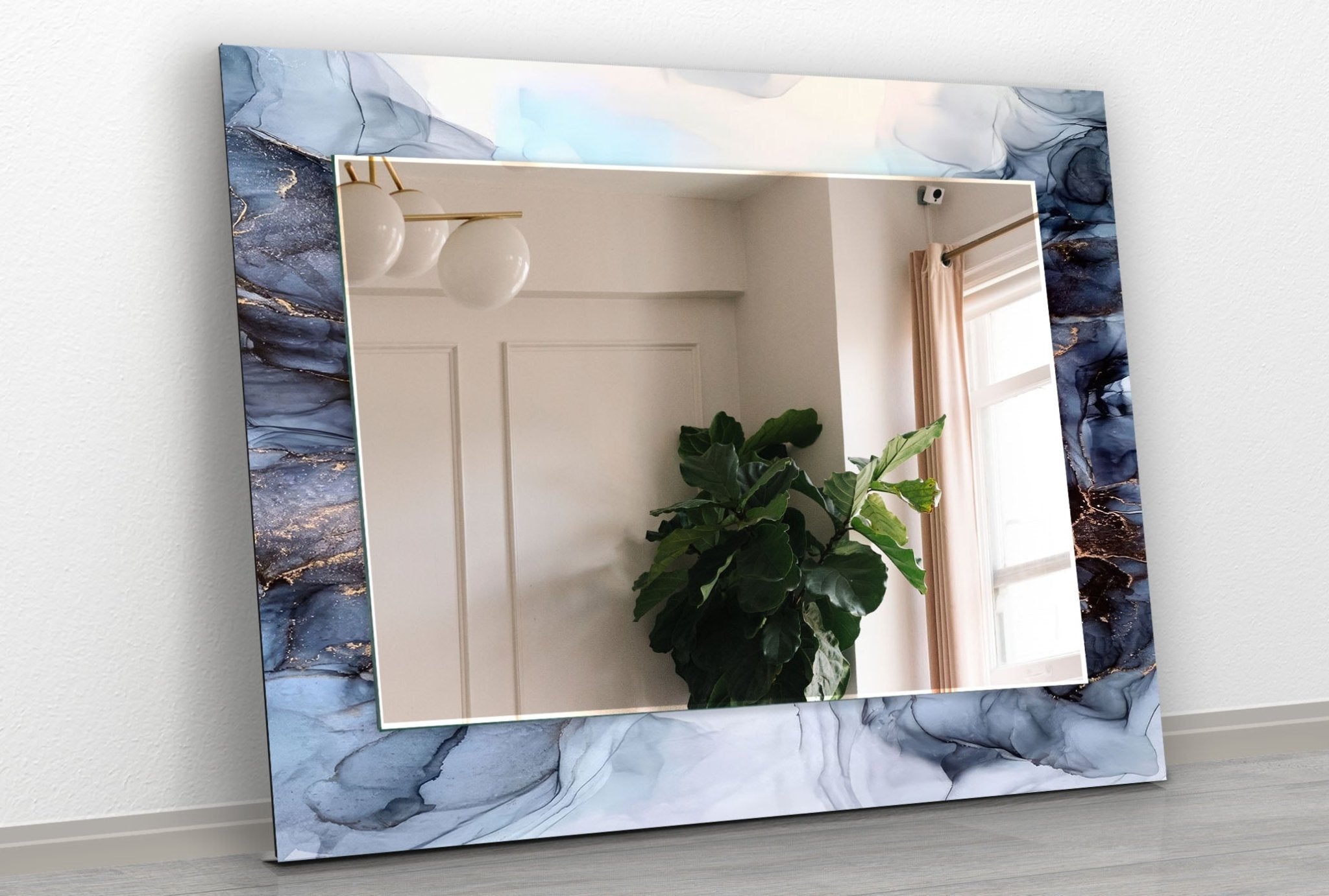 Abstract Grey Smoke Wall Mirror - Modern Decorative Mirror for Living Room, Bedroom & Bathroom - Stylish Home Decor & Functional Wall Art
