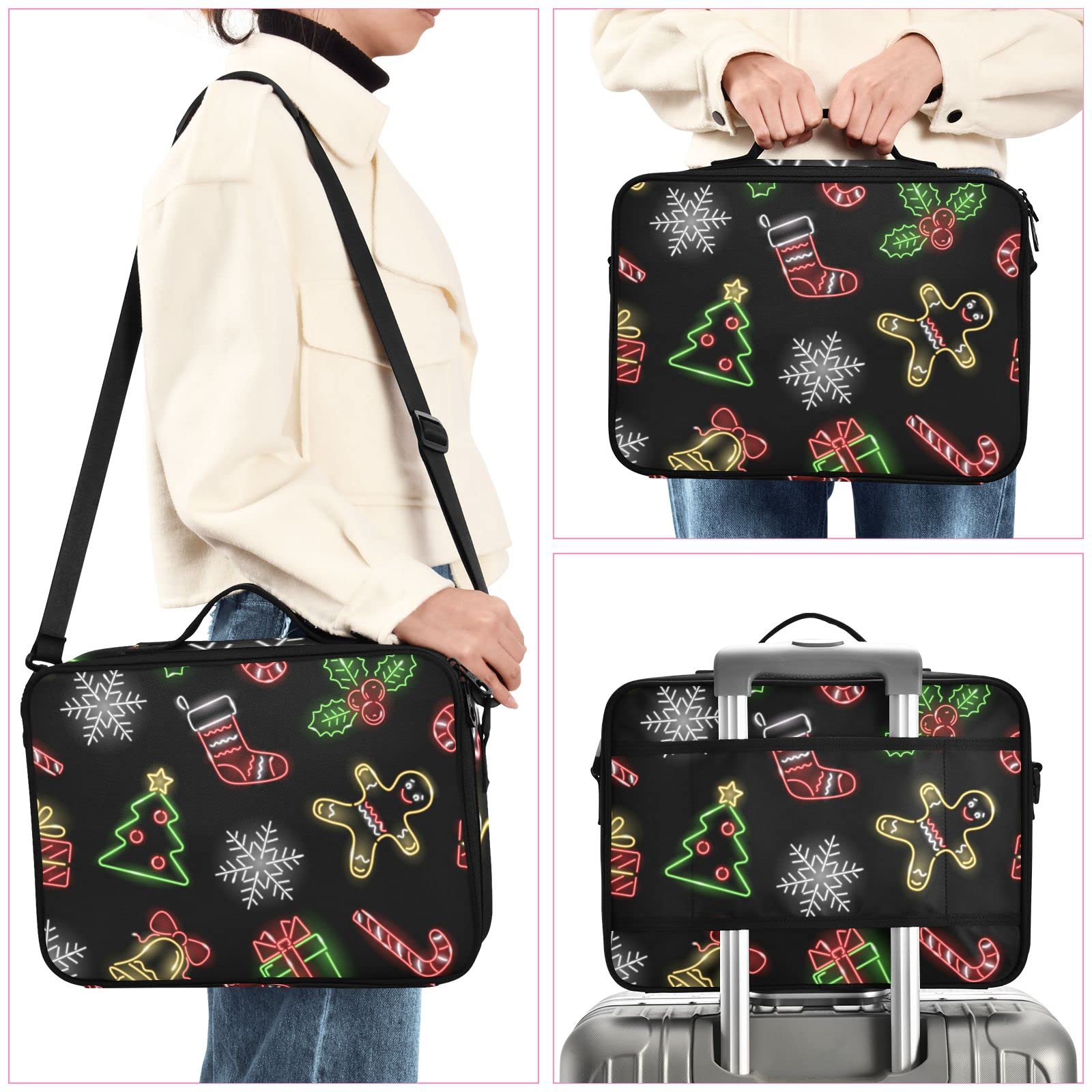 GAIREG Christmas Nutcracker Makeup Organizer - Large Adjustable Cosmetic Case with Dividers for Makeup Brushes & Toiletries | Holiday Travel Storage & Gift Idea