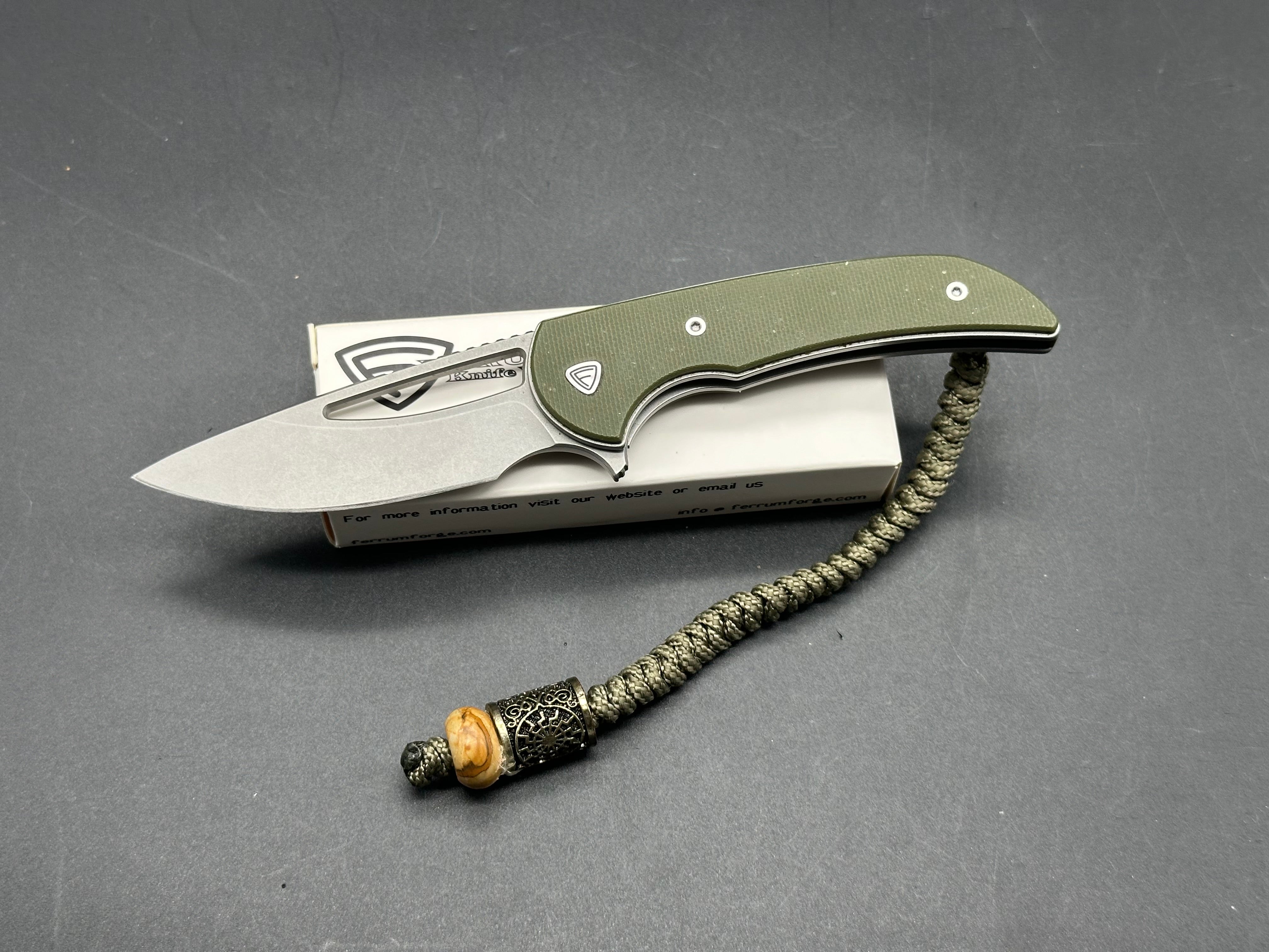 Ferrum Forge Mini Archbishop Folding Knife - Green G10 Handle, 9CR18MOV Stainless Steel Blade - EDC, Camping, Outdoor Survival Tool