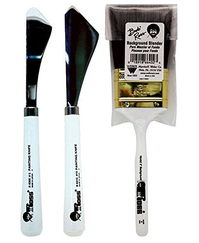 Bob Ross Painting Knife Set with Background Blender Brush Kit - Professional Oil Painting Tools for Canvas Art, Landscapes & Portraits - Perfect for Artists, Beginners & DIY Home Decor Projects
