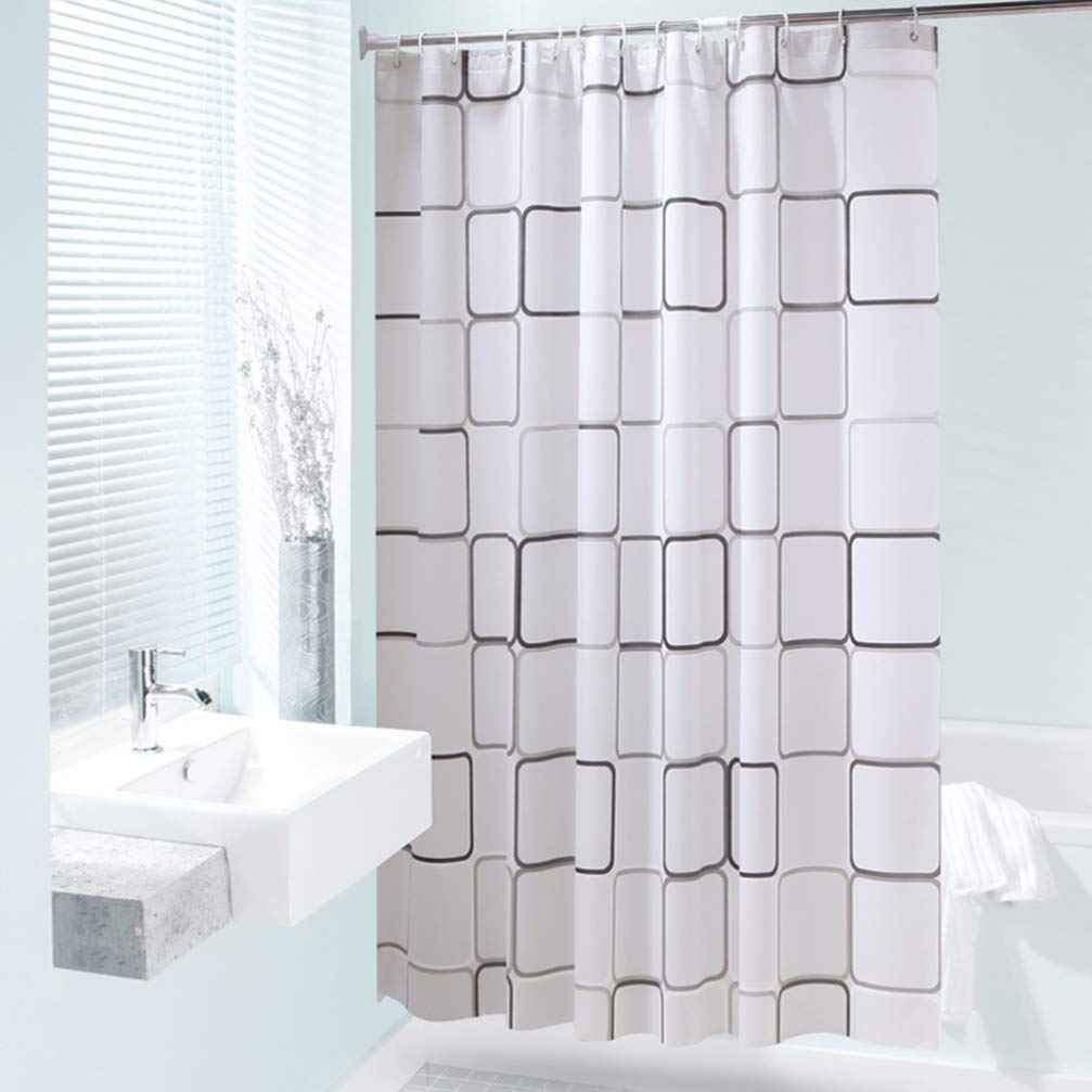 Waterproof Cartoon Lattice Shower Curtain Liner - Cabilock Bathtub Insert Fabric Shower Curtain with Grid Design for Bathroom Decor, Kids' Room & Water-Themed Spaces