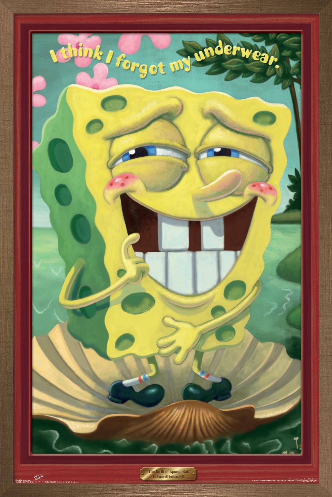 Trends International Nickelodeon Spongebob Underwear Wall Poster - 22.375 x 34 Inches, Bronze Framed Art Print | Perfect for Kids' Room Decor, Cartoon Lover Gifts & Themed Bedroom Design