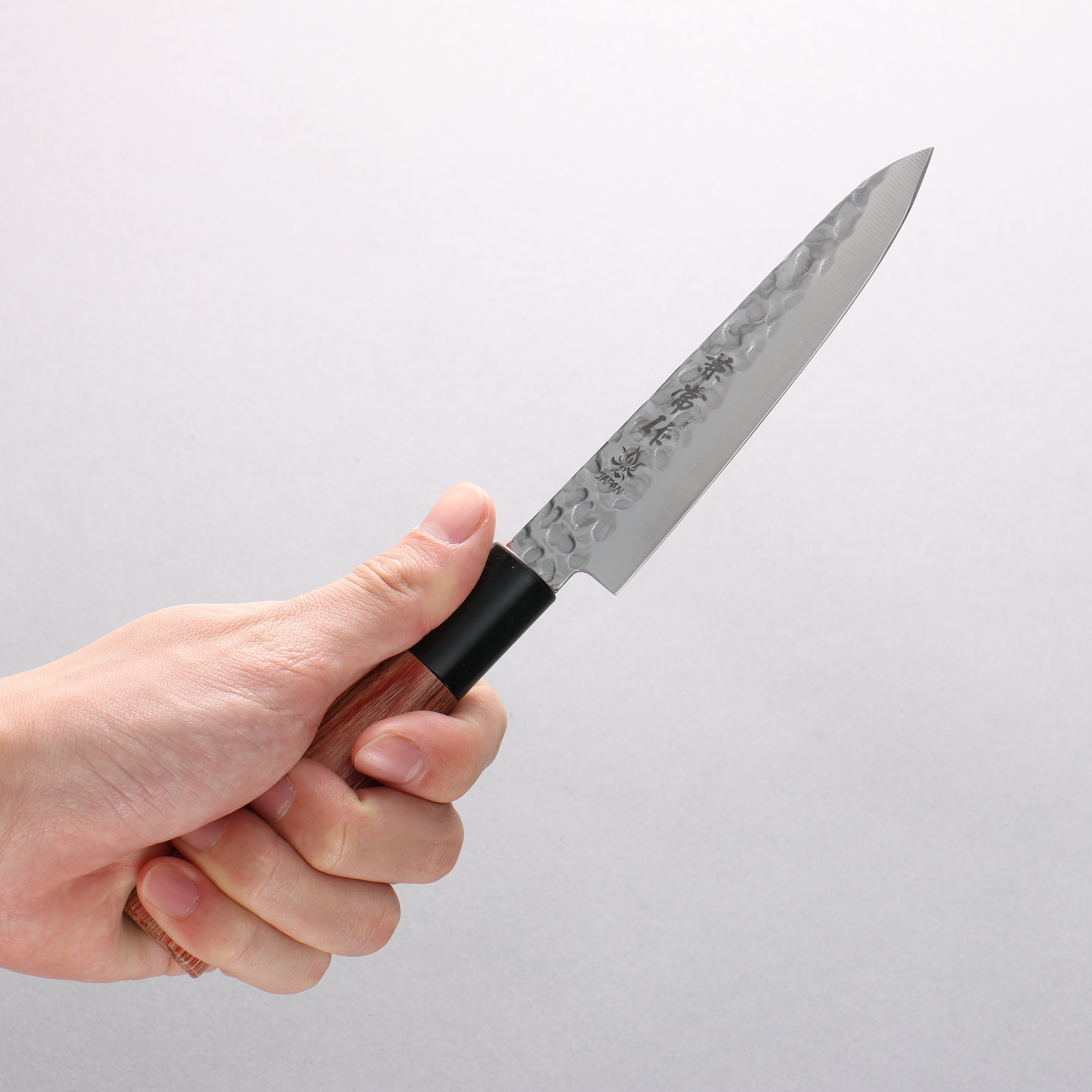 Kanetsune DSR 1K6 Hammered Petty Utility Knife 120mm - Red Pakka Wood Handle - Perfect for Slicing, Chopping & Food Prep in Home Kitchens