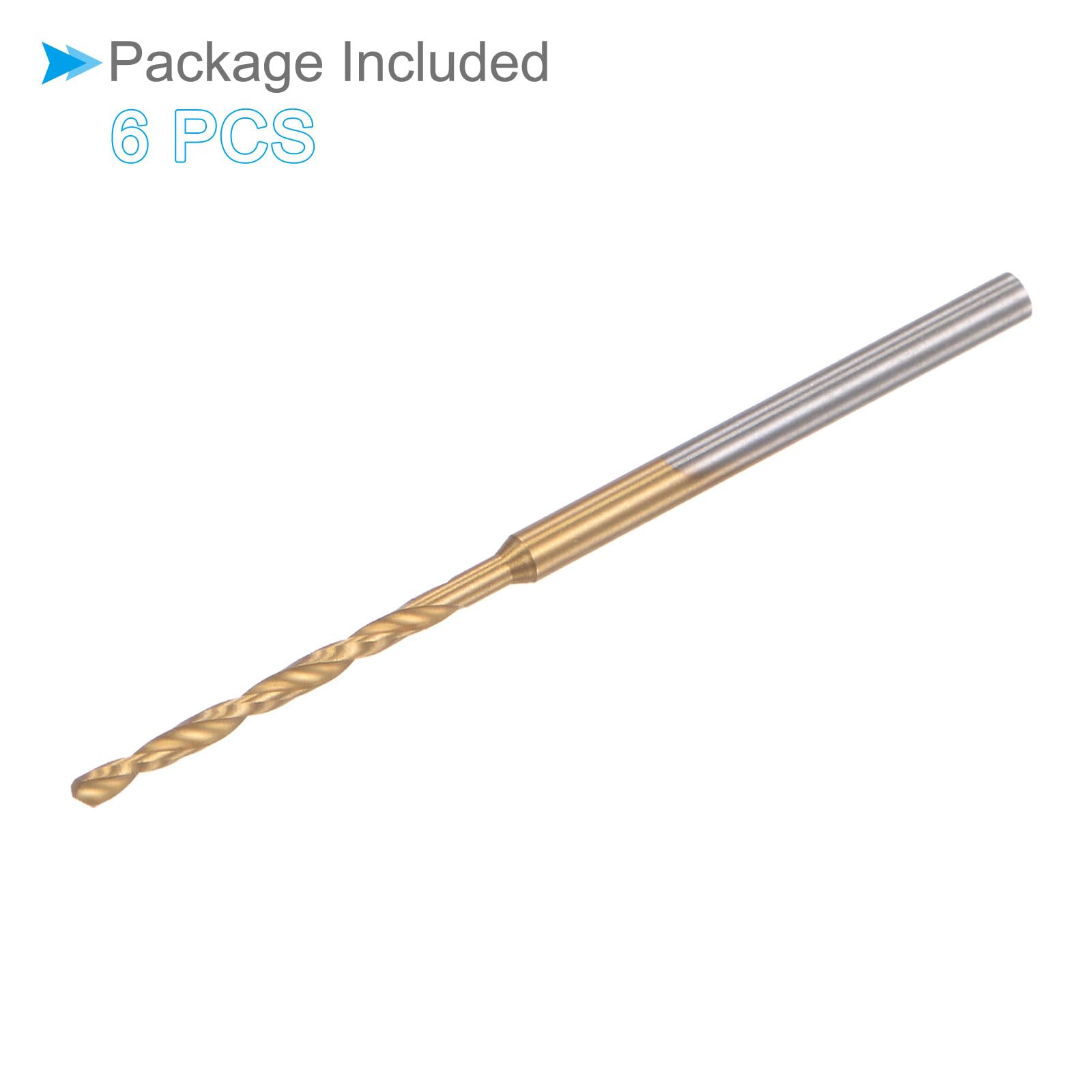 Titanium Coated Mini Drill Bit Set - 1.5mm Drill Diameter & 2.35mm Shank Diameter for Precision Engraving | Perfect for Plastic, Woodworking, Jewelry Making & DIY Crafts | 6-Piece Micro Drill Bits