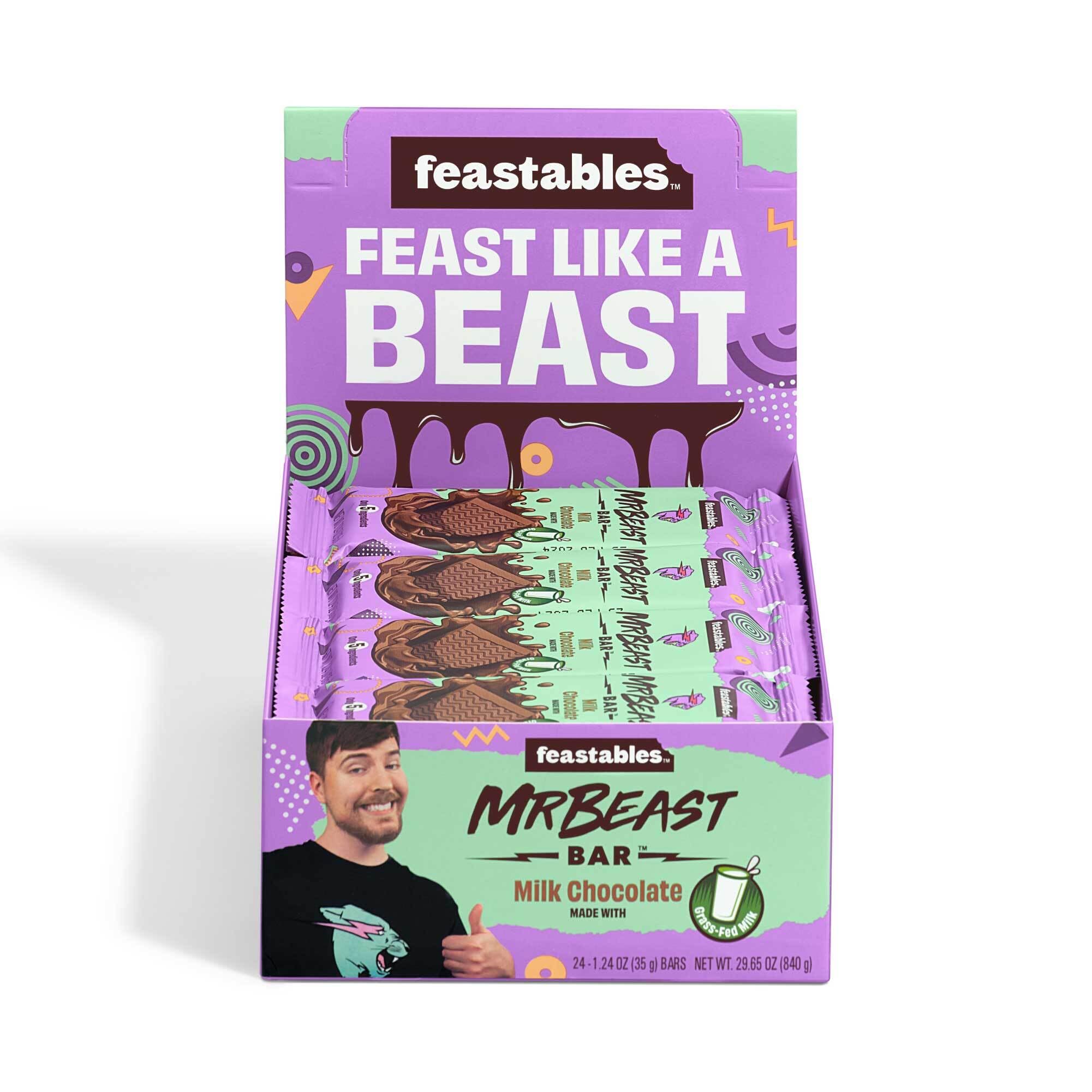 Feastables MrBeast Mini Milk Chocolate Bars - 24 Count (35g Each) | Grass-Fed Milk Chocolate & Organic Cocoa | 5 Simple Ingredients | Perfect for Snacking, Lunchboxes & Party Favors
