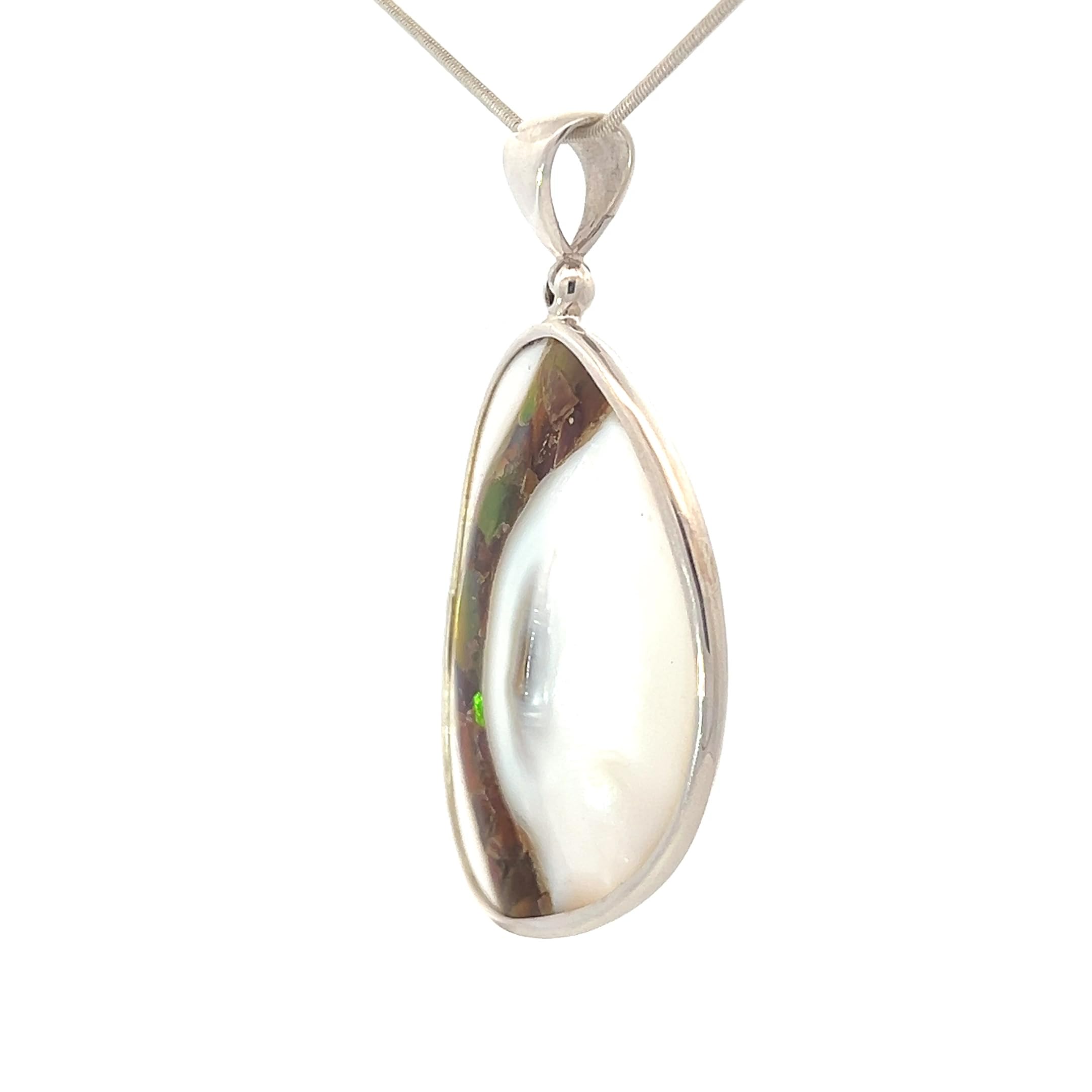 Starborn Mother of Pearl Ammolite Inlay Pendant Necklace - 22 Inch Green Gemstone Jewelry for Women, Gift for Her, Birthday, Anniversary, Wedding, Party & Special Occasions