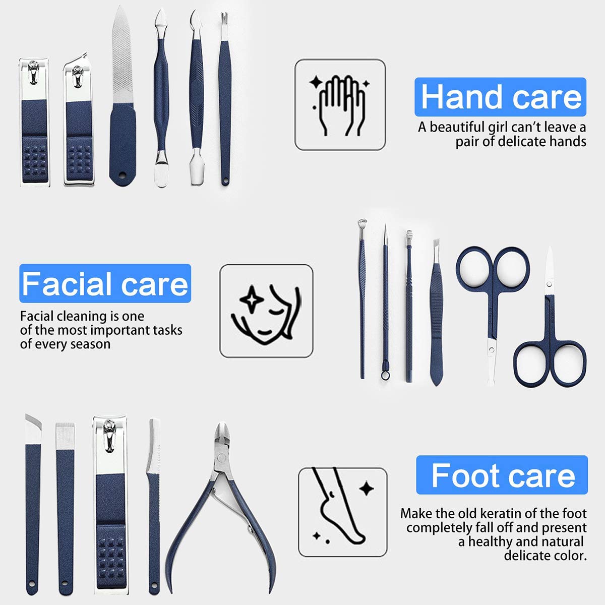 Professional 18-Piece Manicure & Pedicure Kit - Nail Clippers, Scissors, Grooming Tools for Men & Women - Travel Case Included - Perfect Gift for Home, Salon & Travel Nail Care