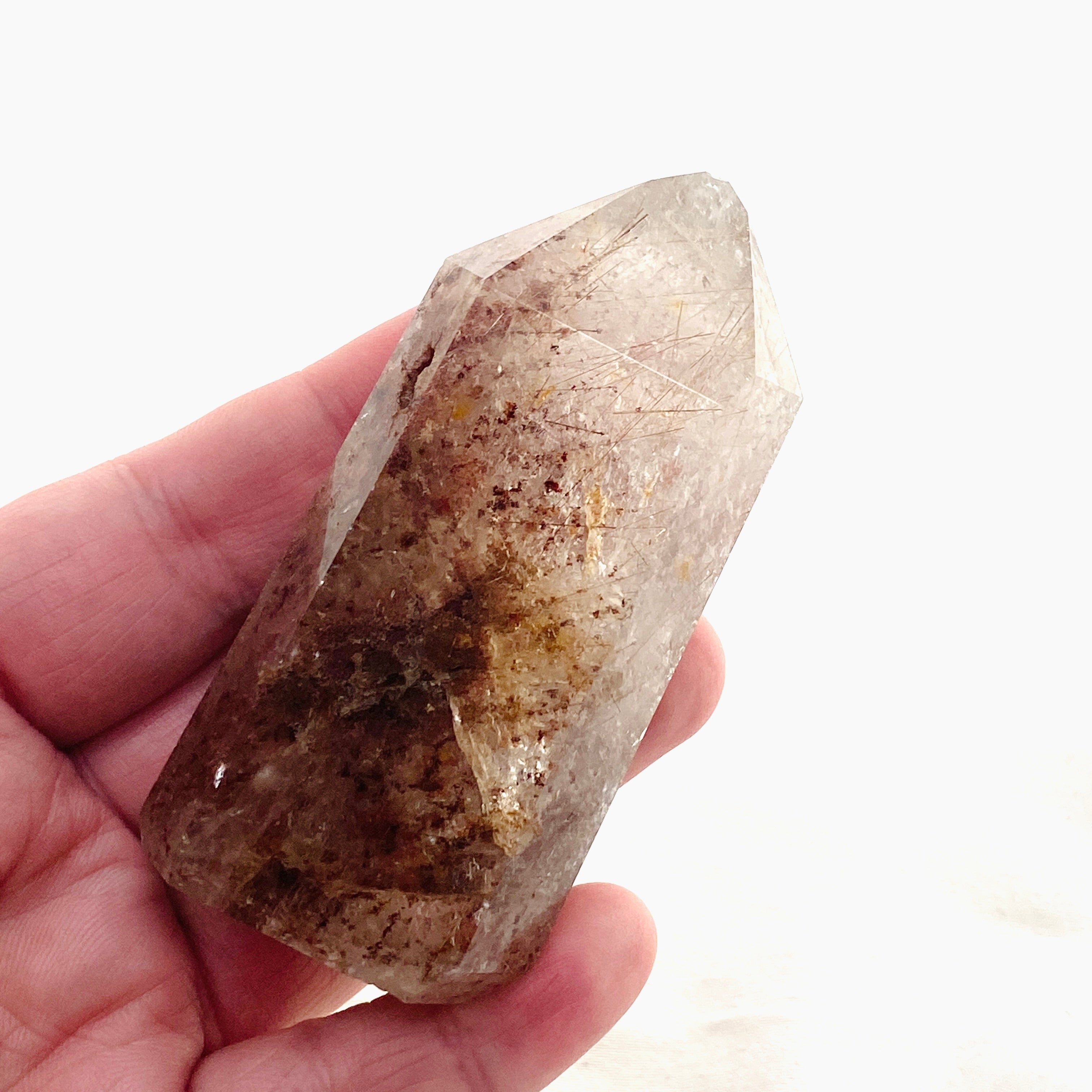 Natural Rutilated Quartz Point RTQP 01 - Healing Crystal for Meditation, Energy Work & Spiritual Growth | Perfect for Home Decor, Yoga & Reiki
