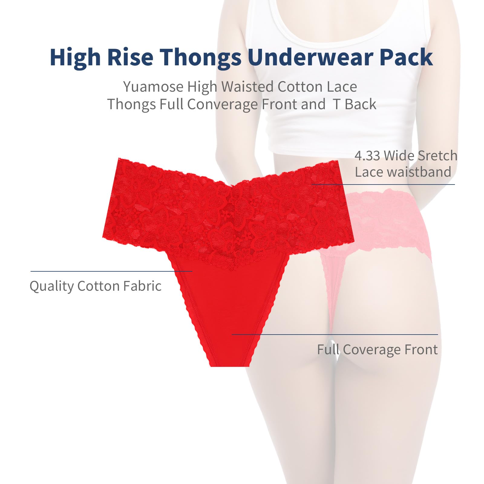 Plus Size Lace Thongs for Women - Sexy T-Back Stretch Underwear (5/6/10 Pack) | Comfortable Daily Wear & Special Occasion Lingerie