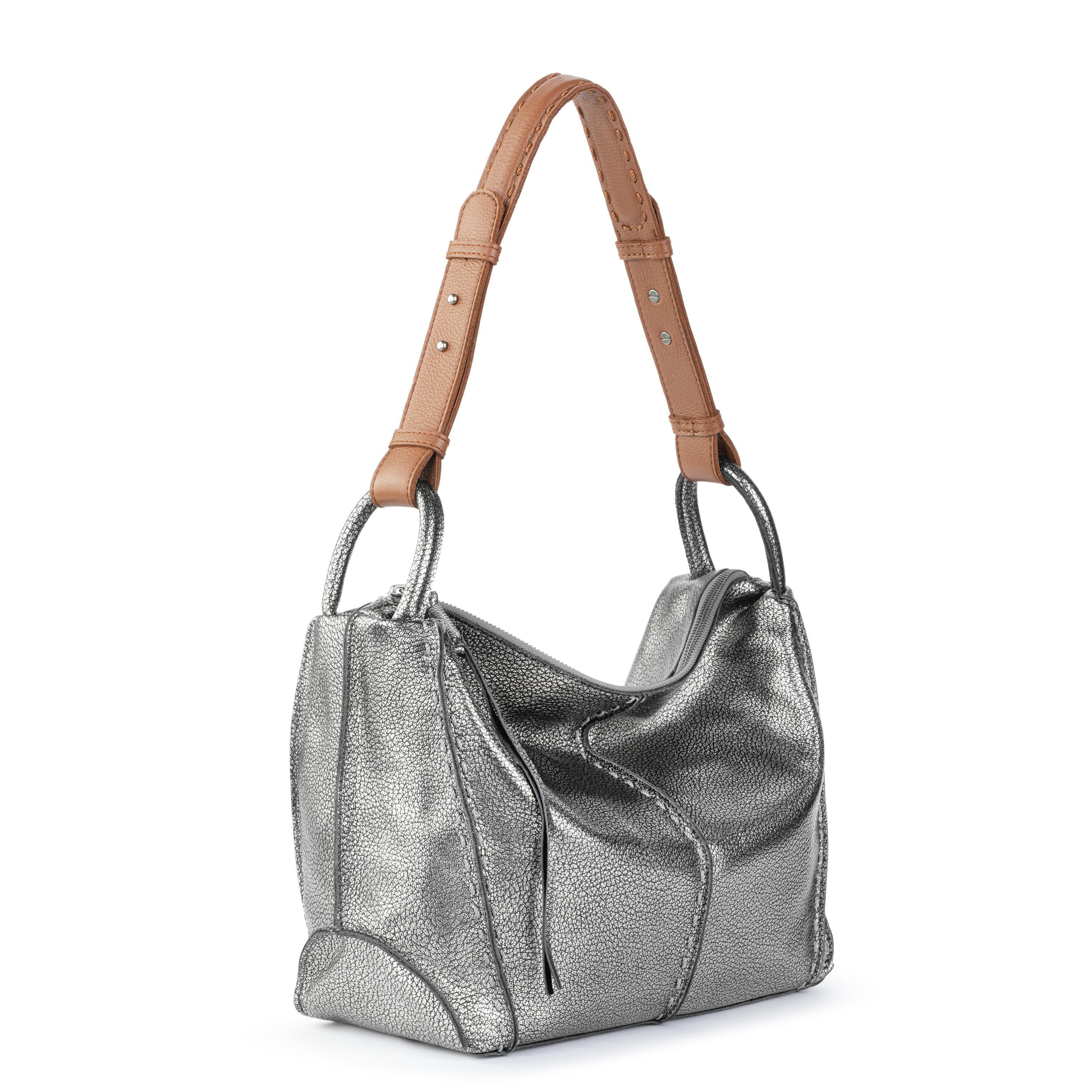 Los Feliz Hobo Leather Handbag - Dark Silver Crossbody Purse for Women | Stylish & Durable Everyday Bag for Work, Travel & Shopping