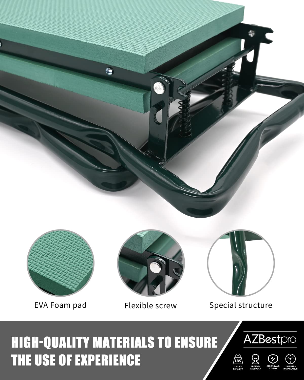 Foldable Garden Kneeler and Seat with Tool Bag Pouch & EVA Gloves - Portable Gardening Bench for Men & Women - Perfect for Planting, Weeding & Outdoor Yard Work