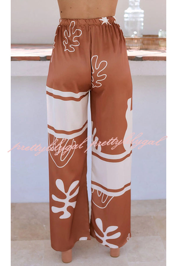 Stylish Color Block Print Button Up Shirt & Elastic Waist Pants Set for Women | Beach Outfit, Summer Vacation, Casual Wear