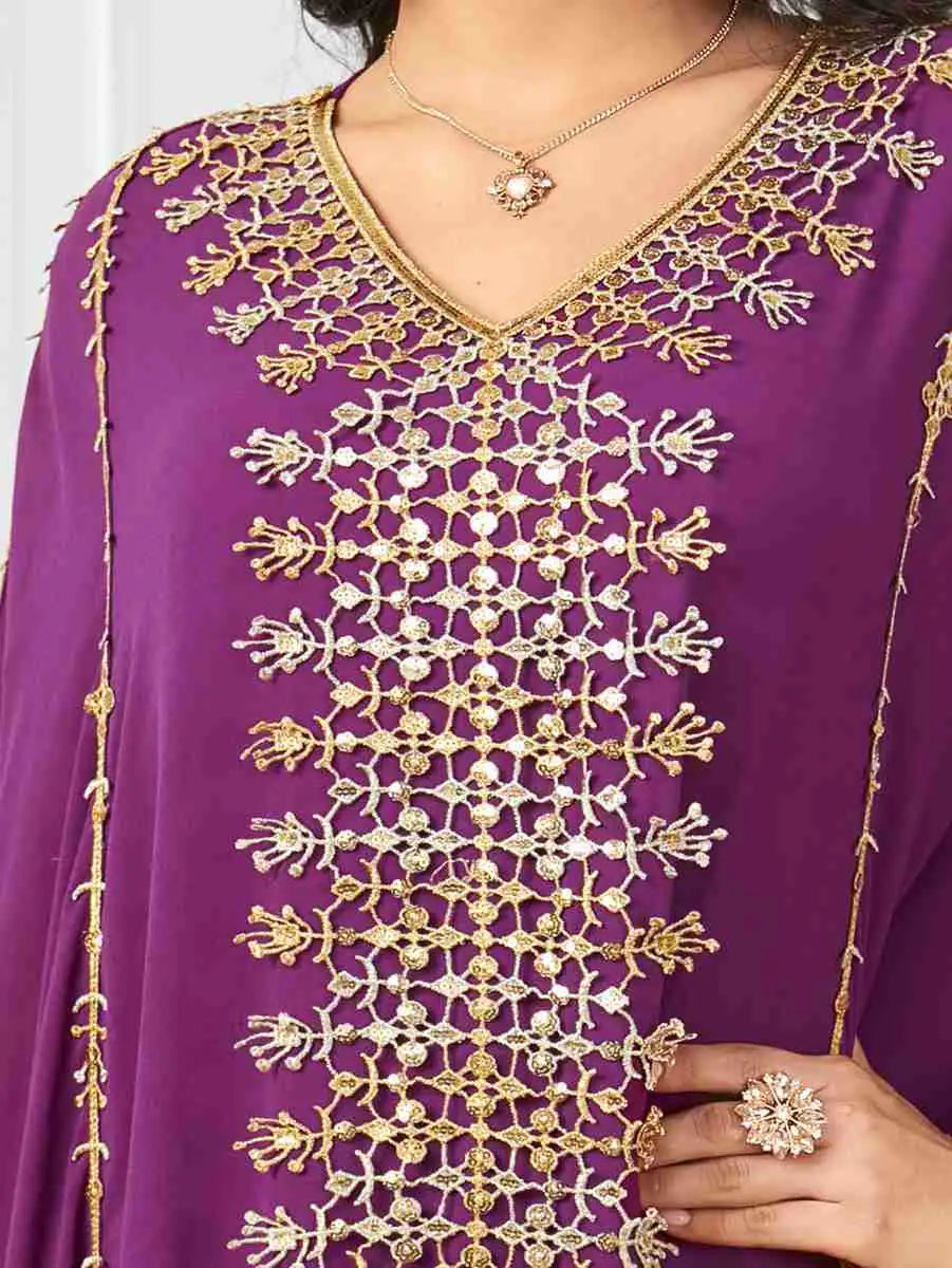 Elegant Eid Caftan Dress for Muslim Women - Flowy Chiffon Embroidery Maxi Dress - Perfect for Eid Celebrations, Weddings & Special Occasions